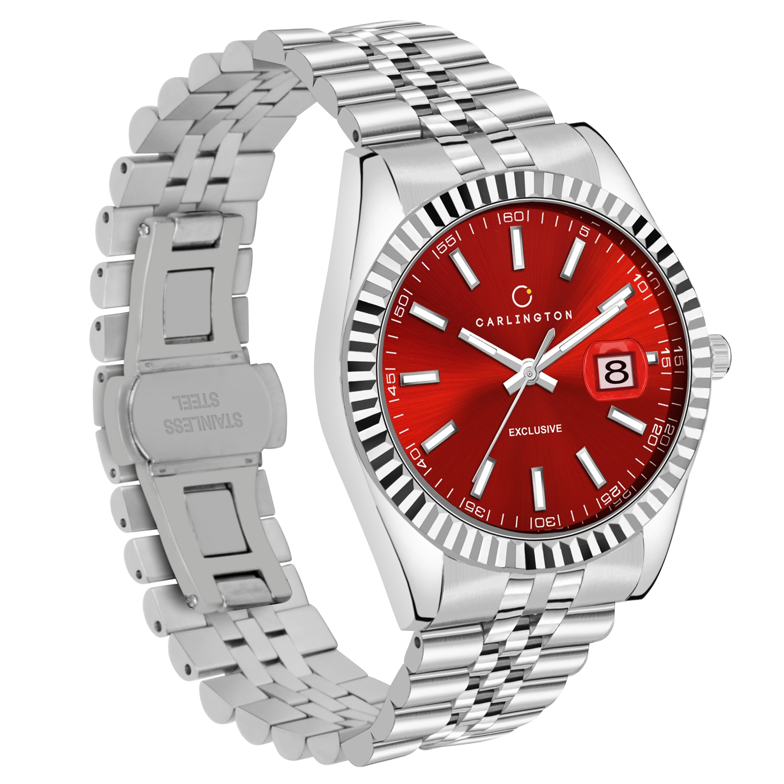Carlington Analog Wrist Stainless Steel Watch For Men-Ct 8811 Red