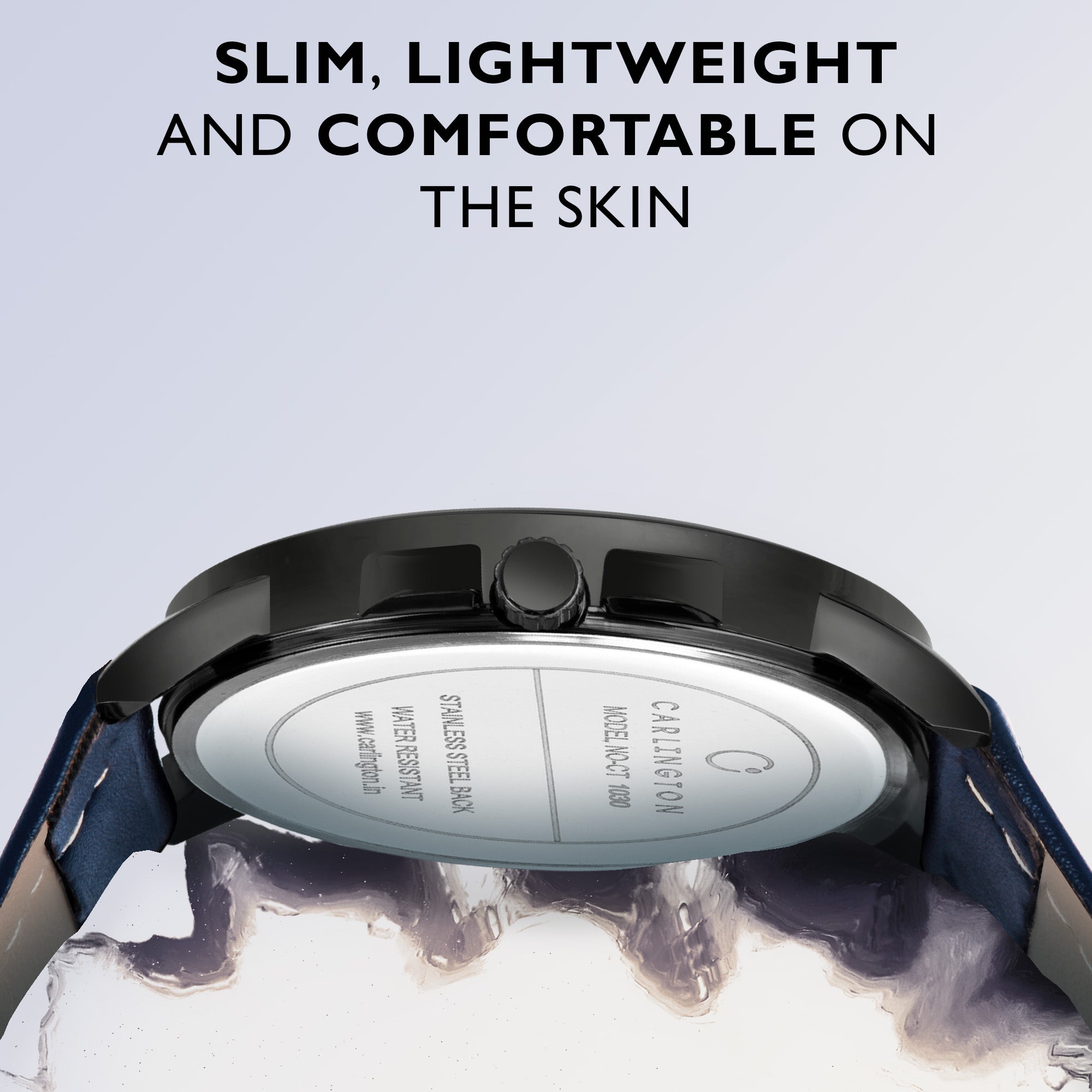 Carlington Elite Gents Water Resistant Genuine Leather Strap With Date Display