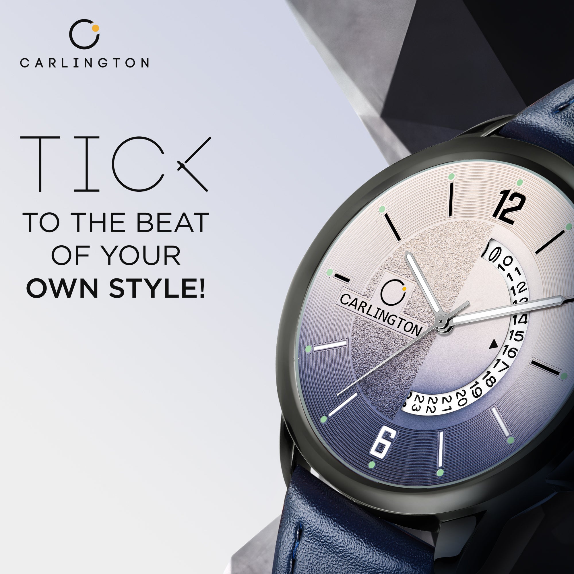 Carlington Elite Gents Water Resistant Genuine Leather Strap With Date Display