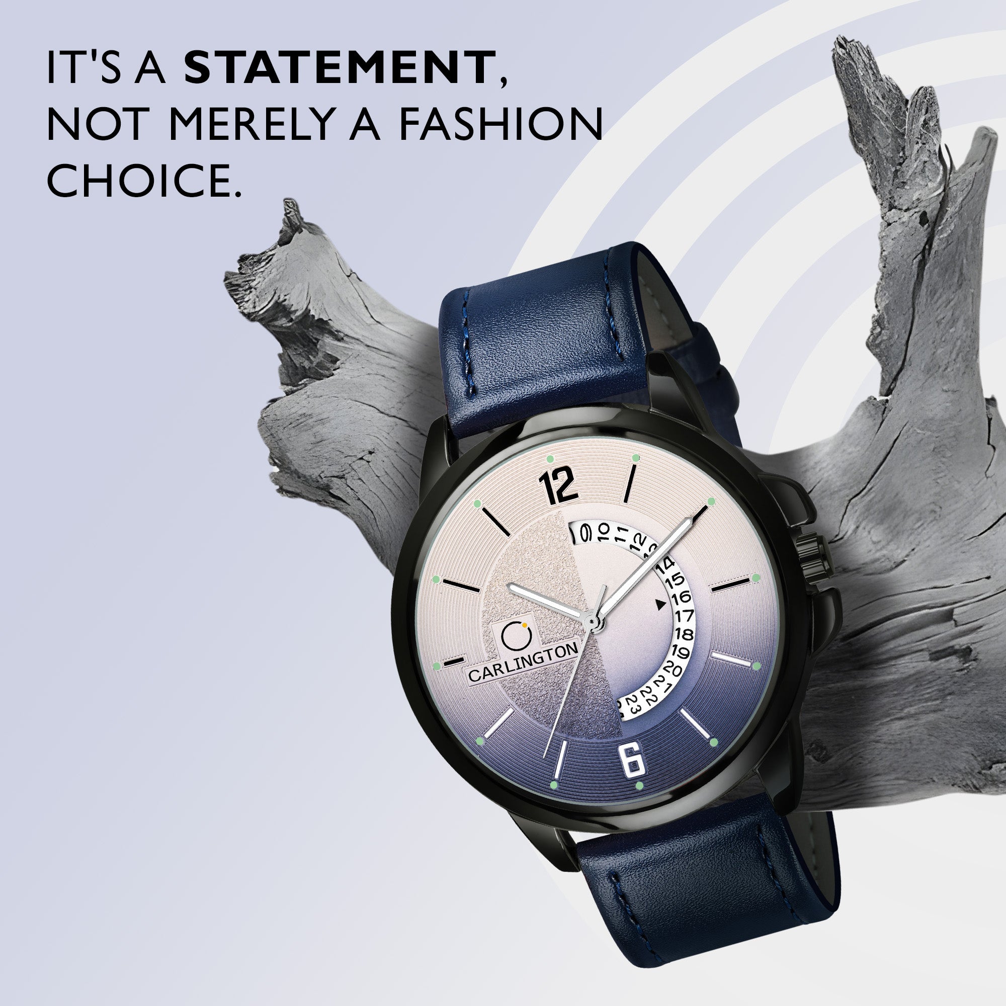 Carlington Elite Gents Water Resistant Genuine Leather Strap With Date Display