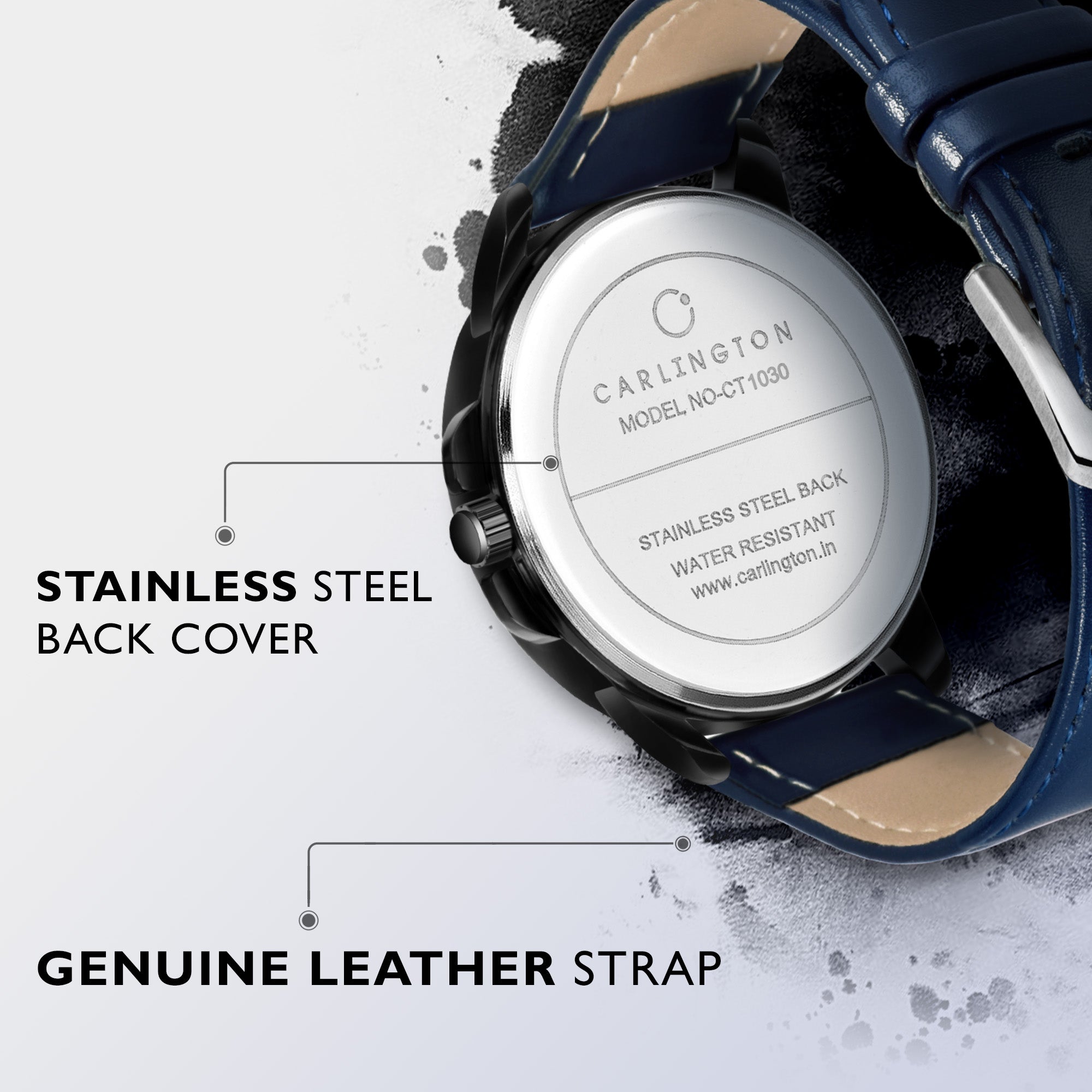 Carlington Elite Gents Water Resistant Genuine Leather Strap With Date Display