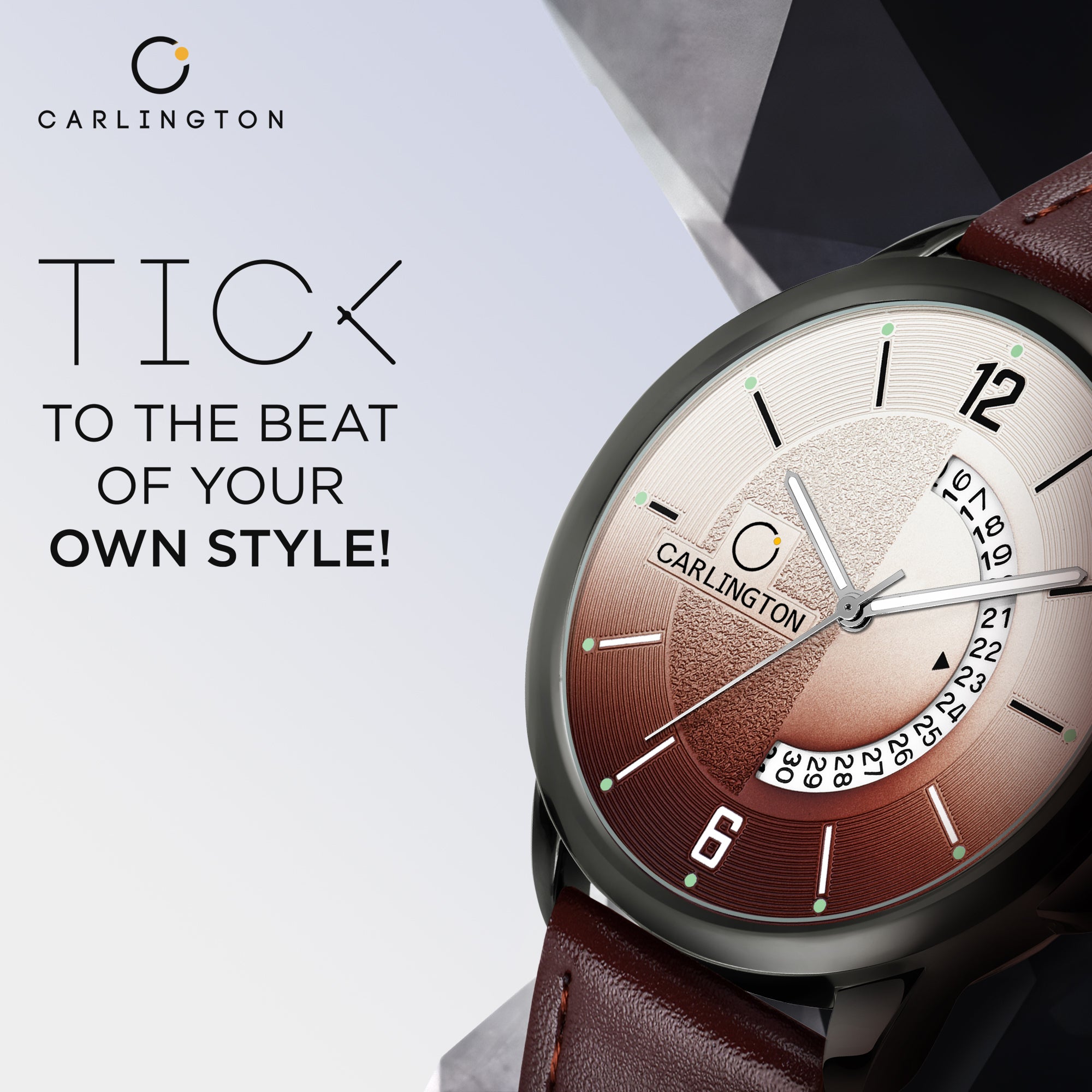 Carlington Elite Gents Water Resistant Genuine Leather Strap With Date Display