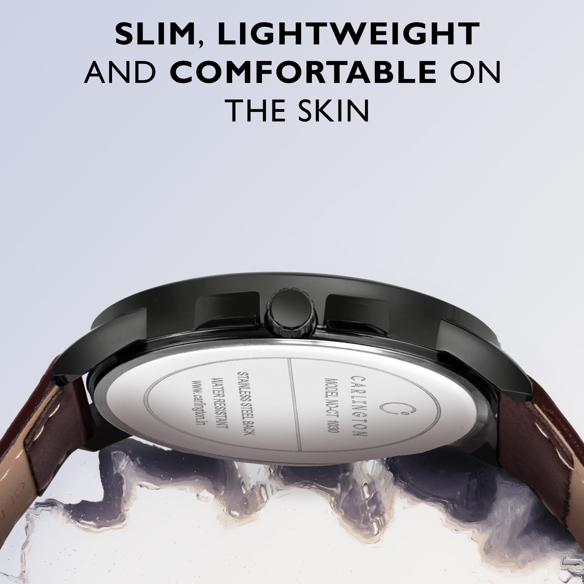 Carlington Elite Gents Water Resistant Genuine Leather Strap With Date Display