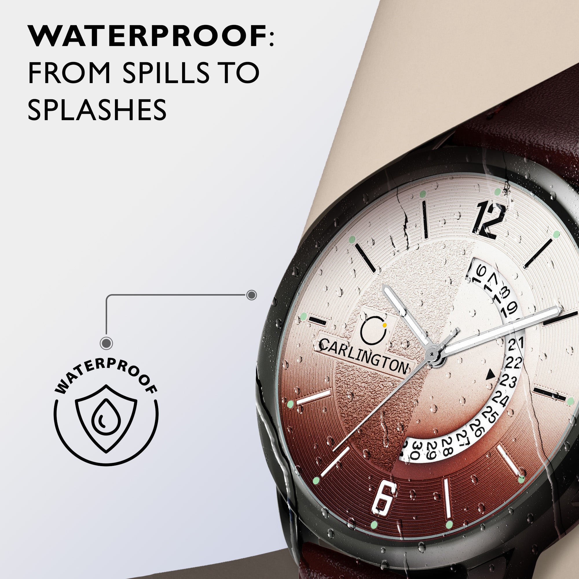 Carlington Elite Gents Water Resistant Genuine Leather Strap With Date Display