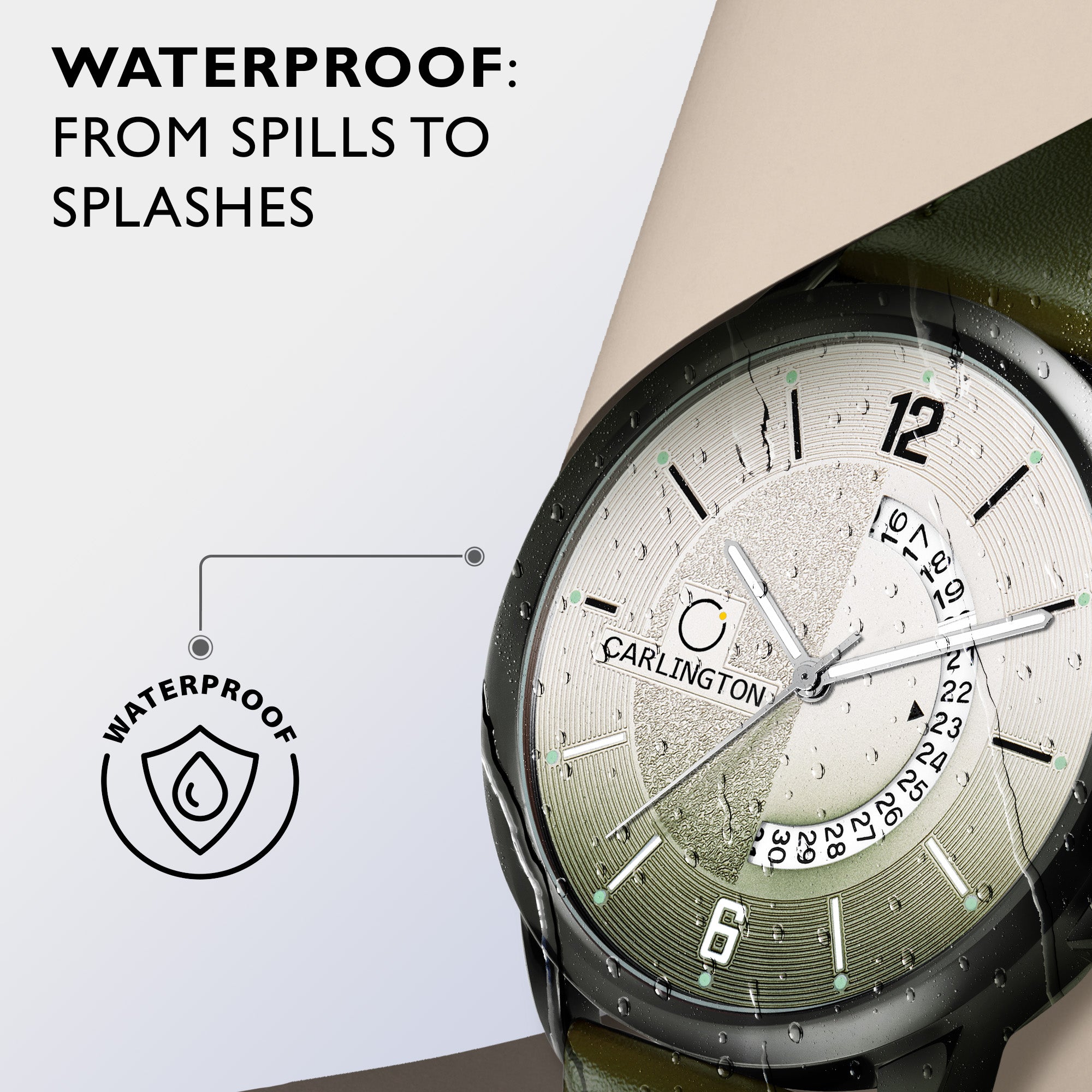 Carlington Elite Gents Water Resistant Genuine Leather Strap With Date Display