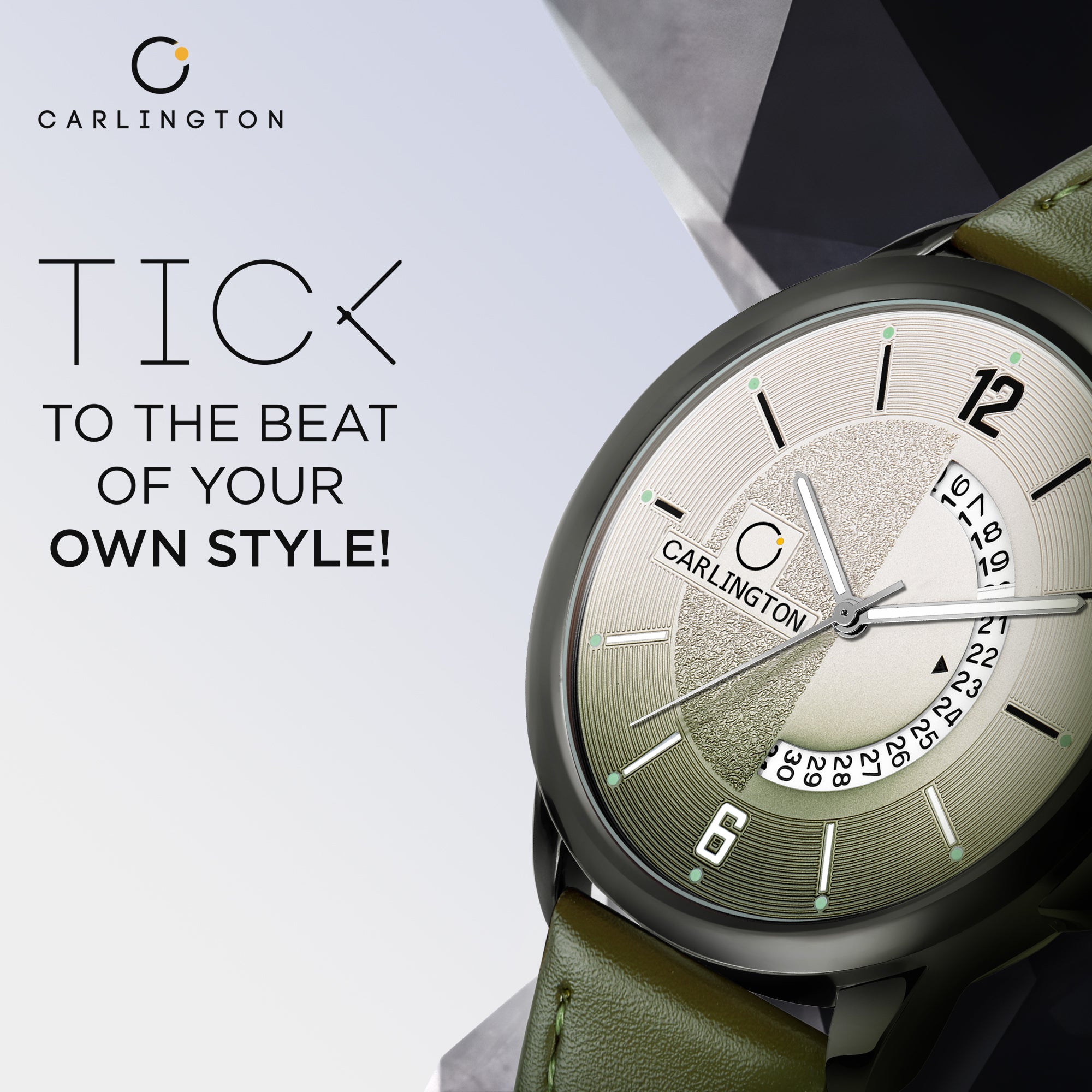 Carlington Elite Gents Water Resistant Genuine Leather Strap With Date Display