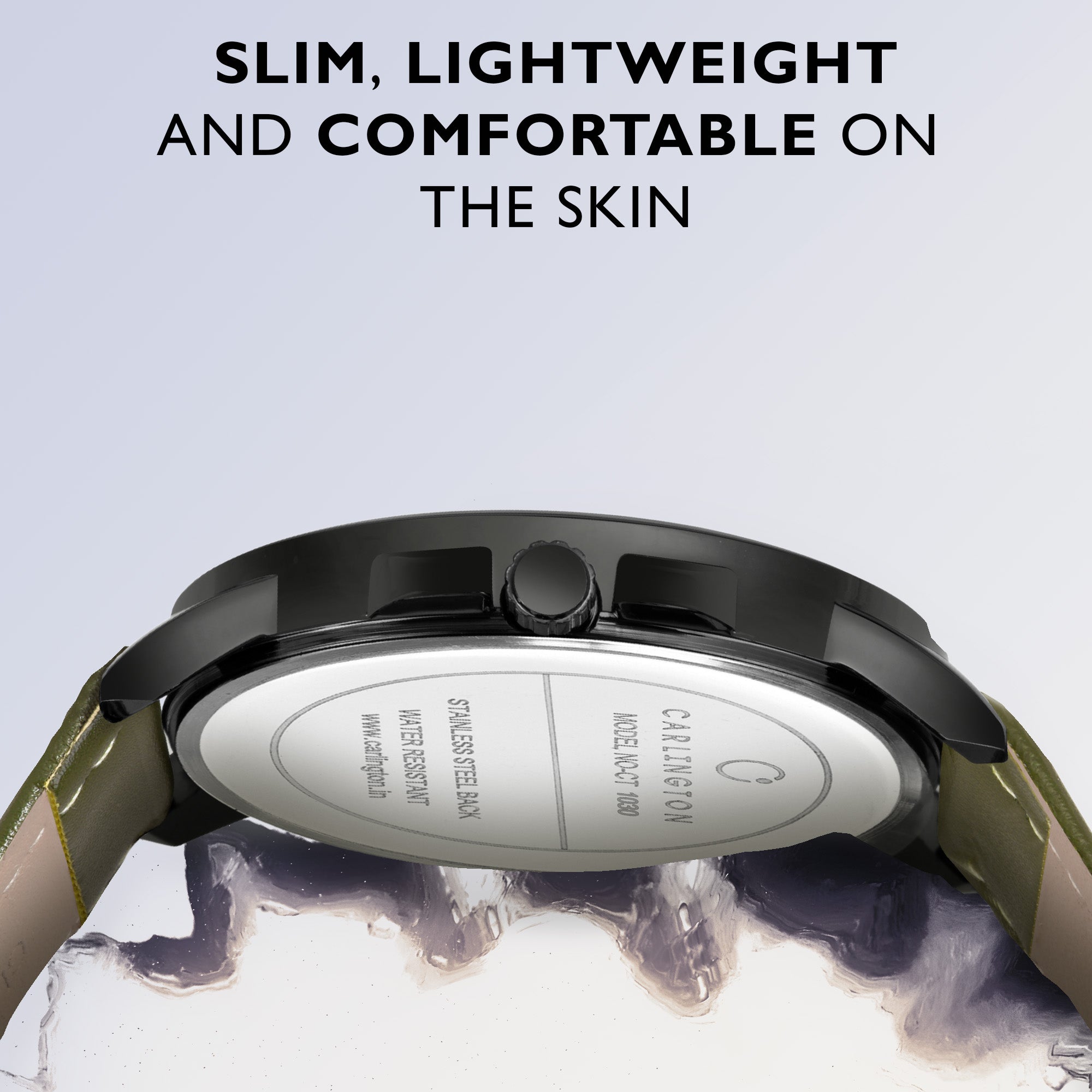 Carlington Elite Gents Water Resistant Genuine Leather Strap With Date Display