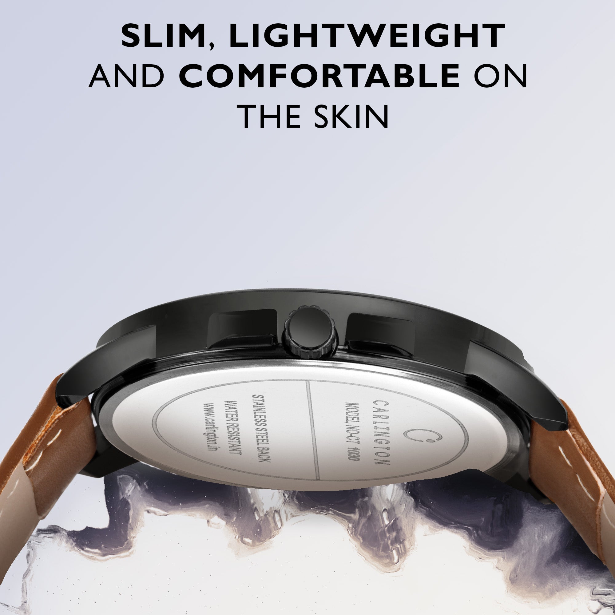 Carlington Elite Gents Water Resistant Genuine Leather Strap With Date Display