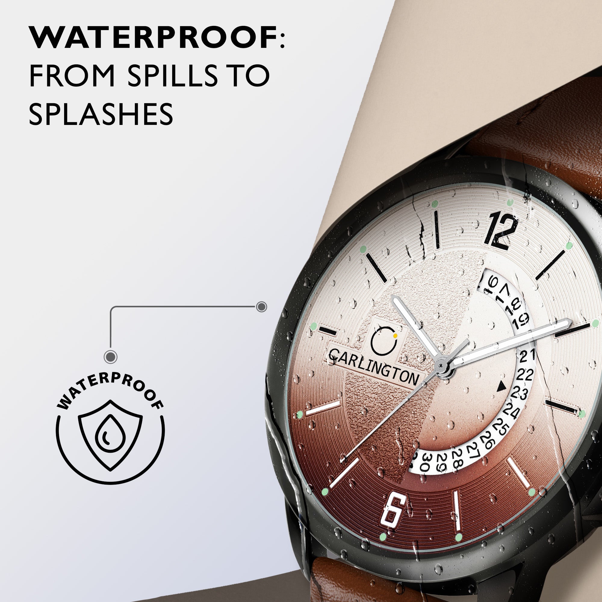 Carlington Elite Gents Water Resistant Genuine Leather Strap With Date Display