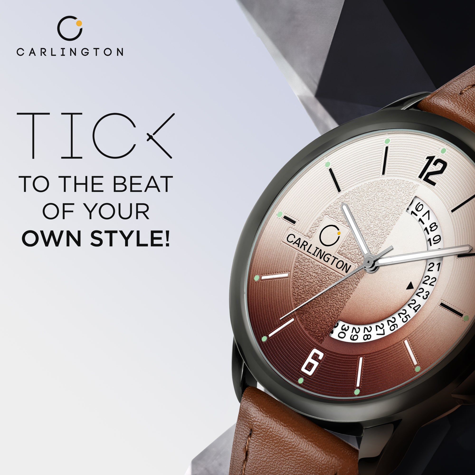 Carlington Elite Gents Water Resistant Genuine Leather Strap With Date Display