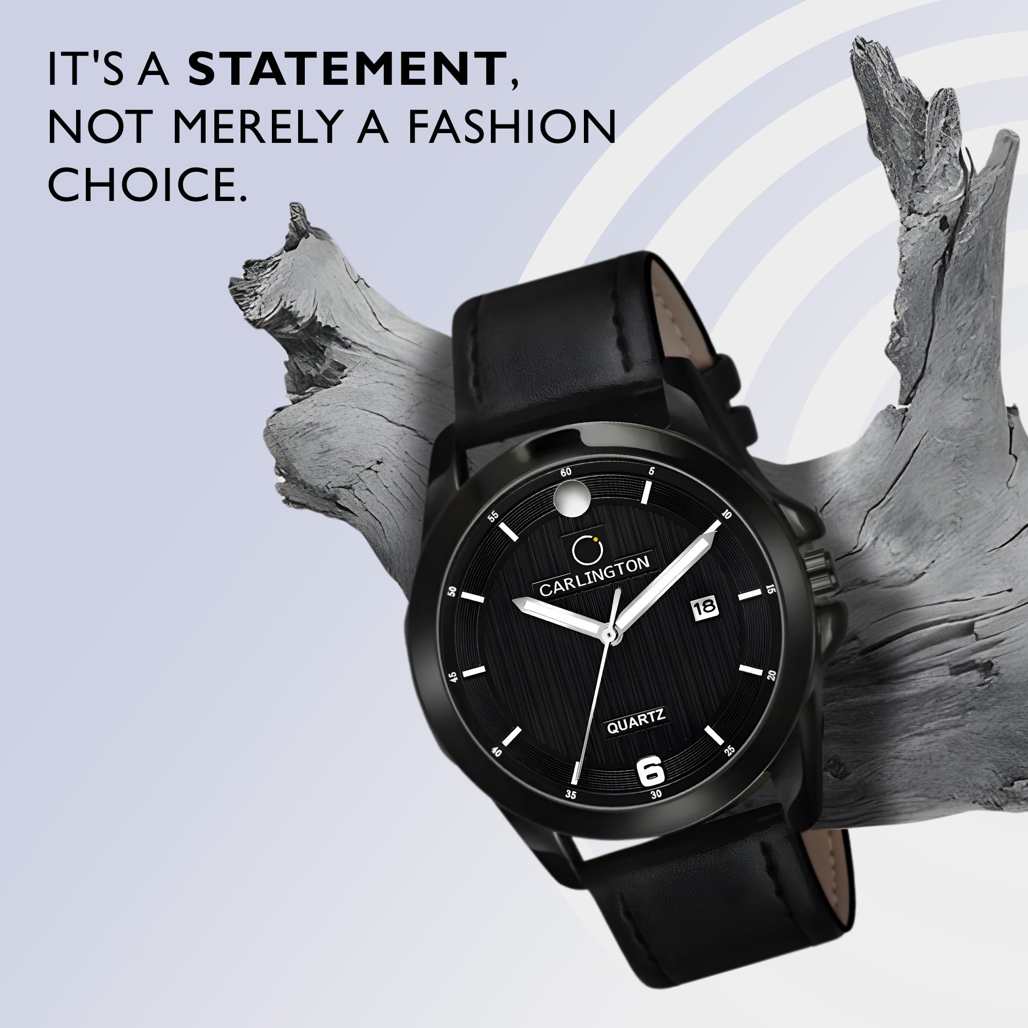 Carlington Elite Gents Water Resistant Genuine Leather Strap With Date Display