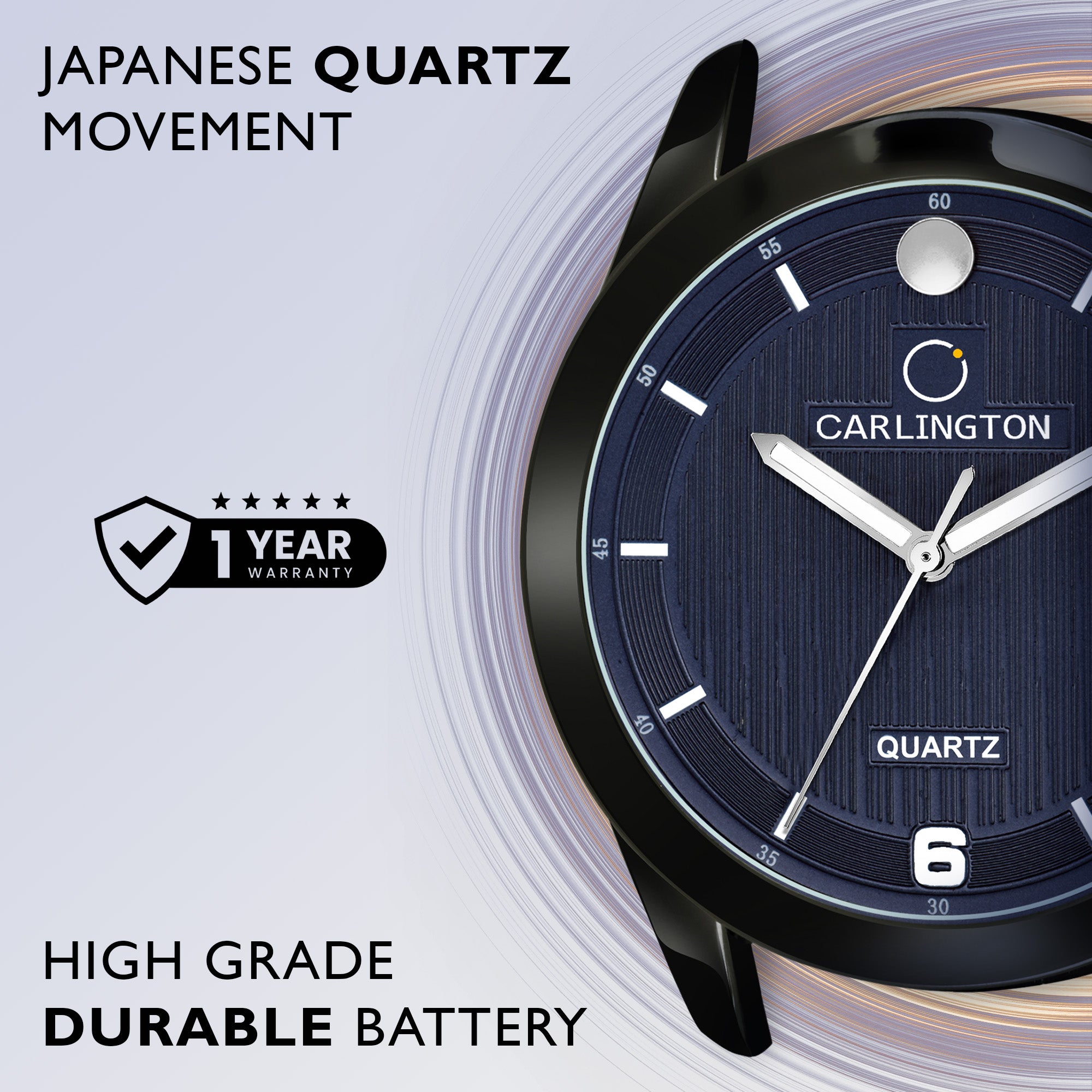 Carlington Elite Gents Water Resistant Genuine Leather Strap With Date Display