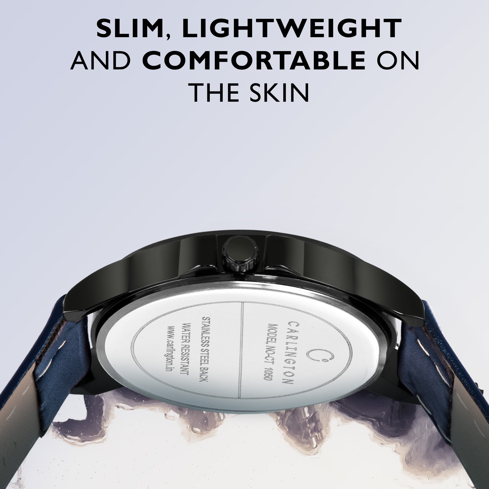 Carlington Elite Gents Water Resistant Genuine Leather Strap With Date Display