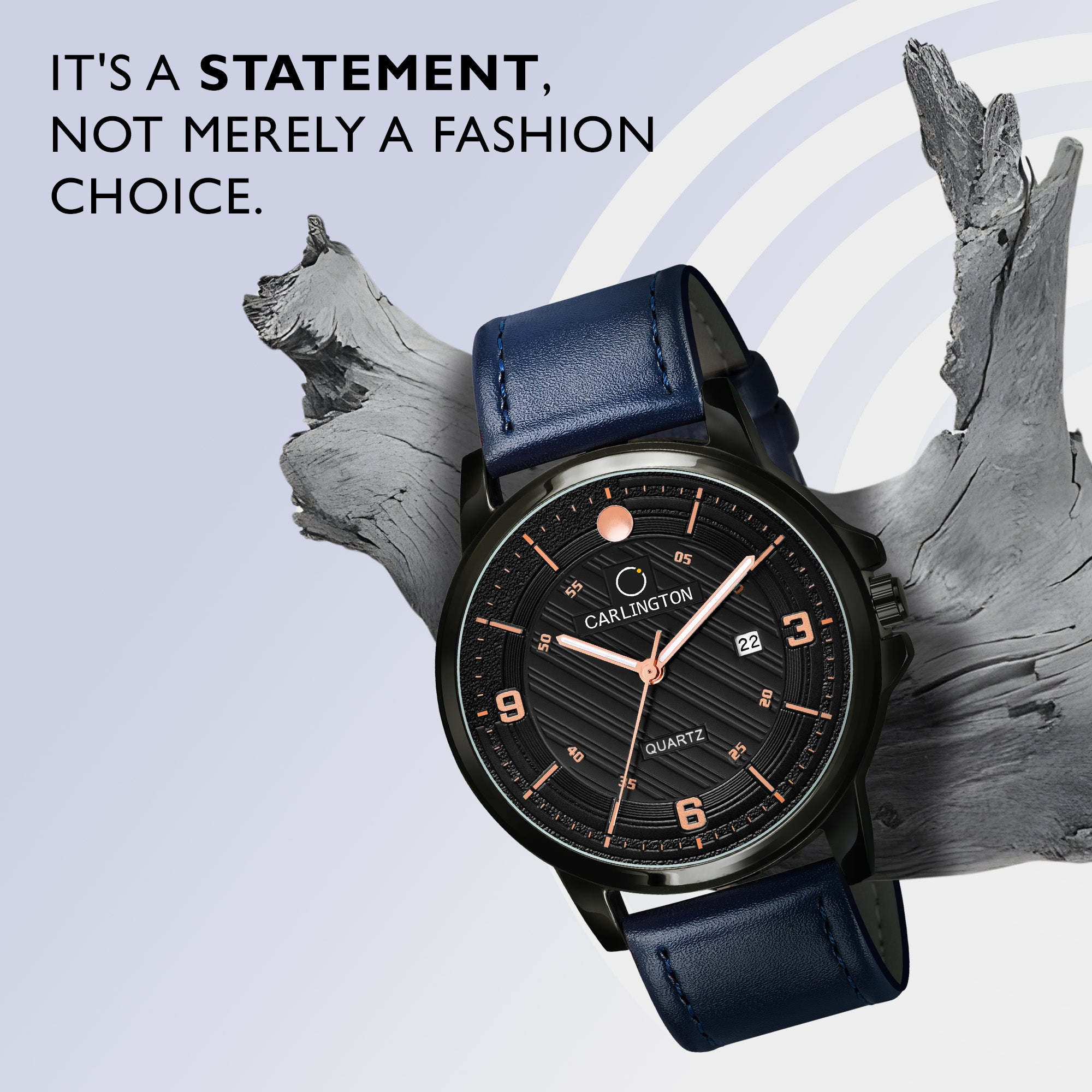 Carlington Elite Gents Water Resistant Genuine Leather Strap With Date Display