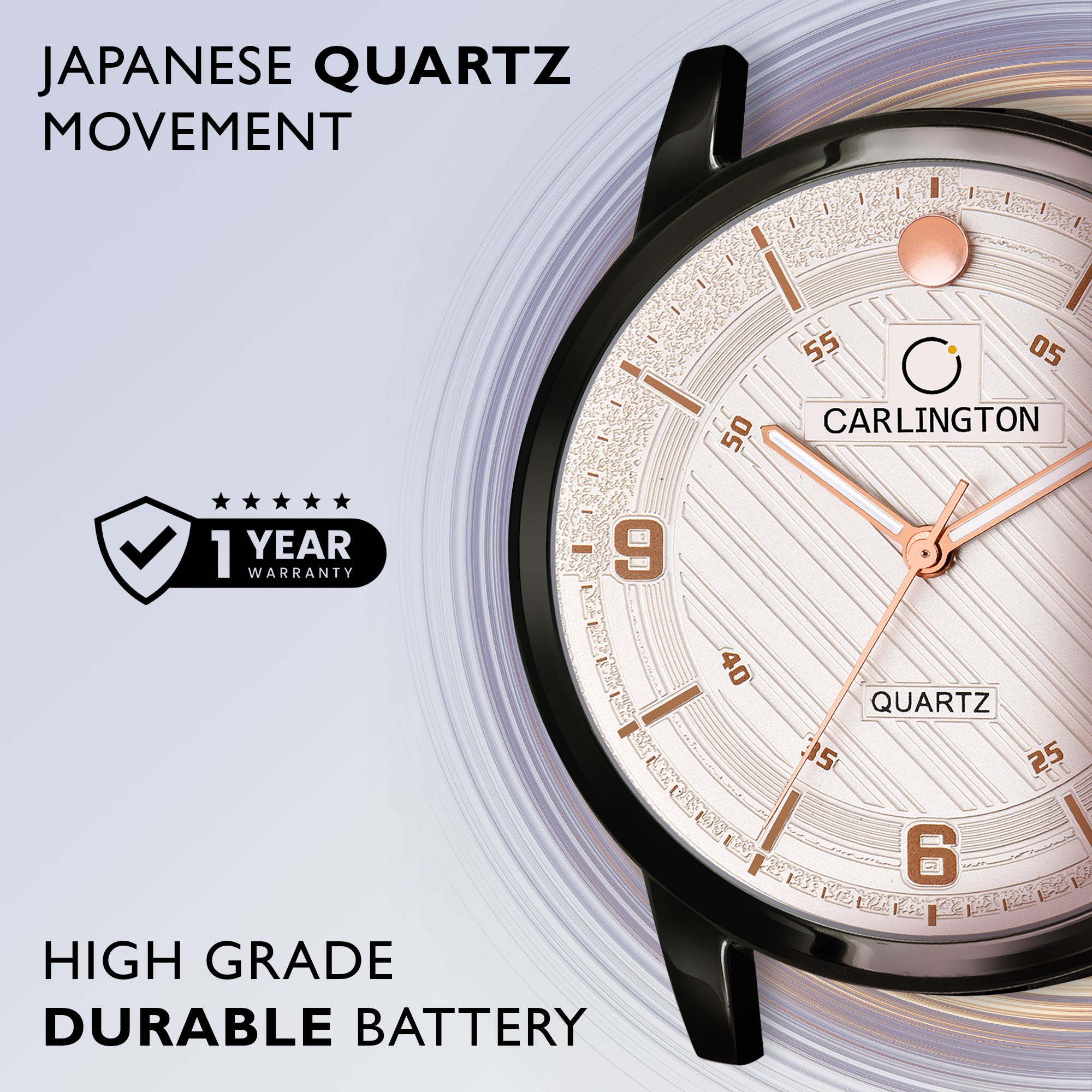 Carlington Elite Gents Water Resistant Genuine Leather Strap With Date Display