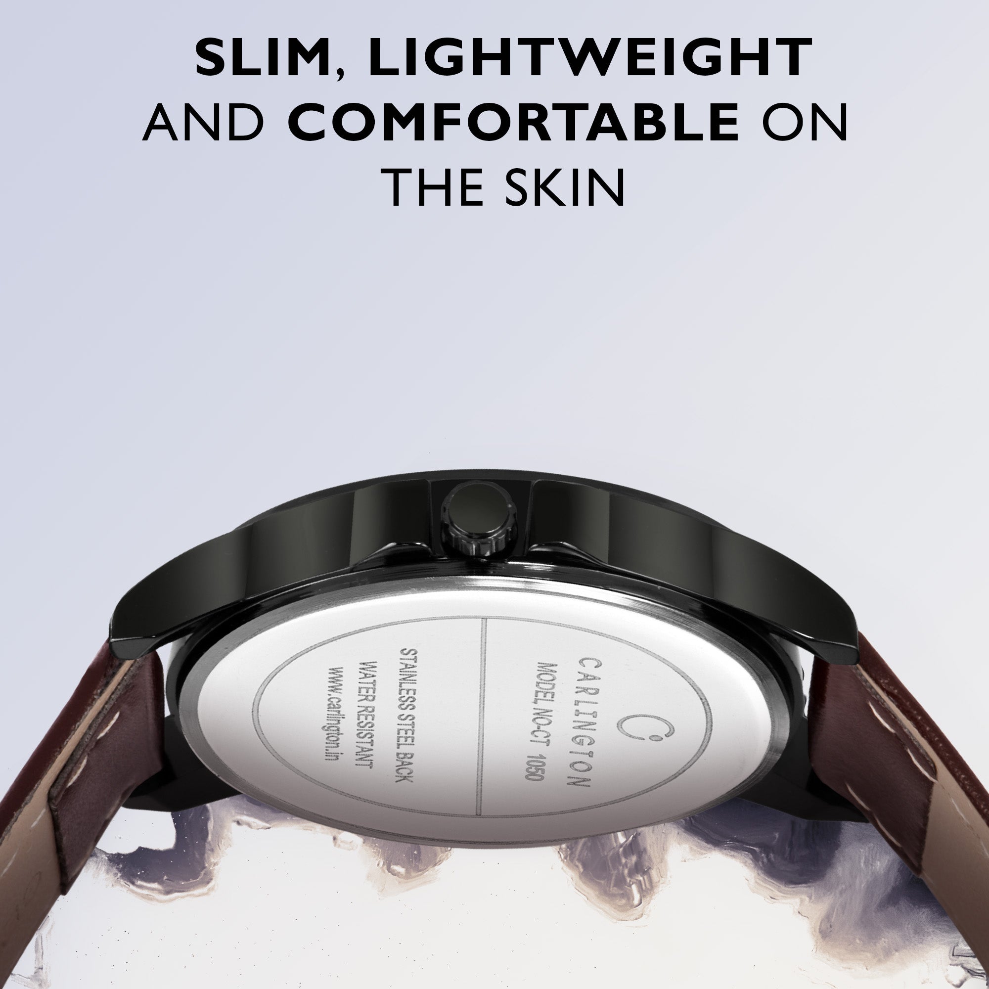 Carlington Elite Gents Water Resistant Genuine Leather Strap With Date Display