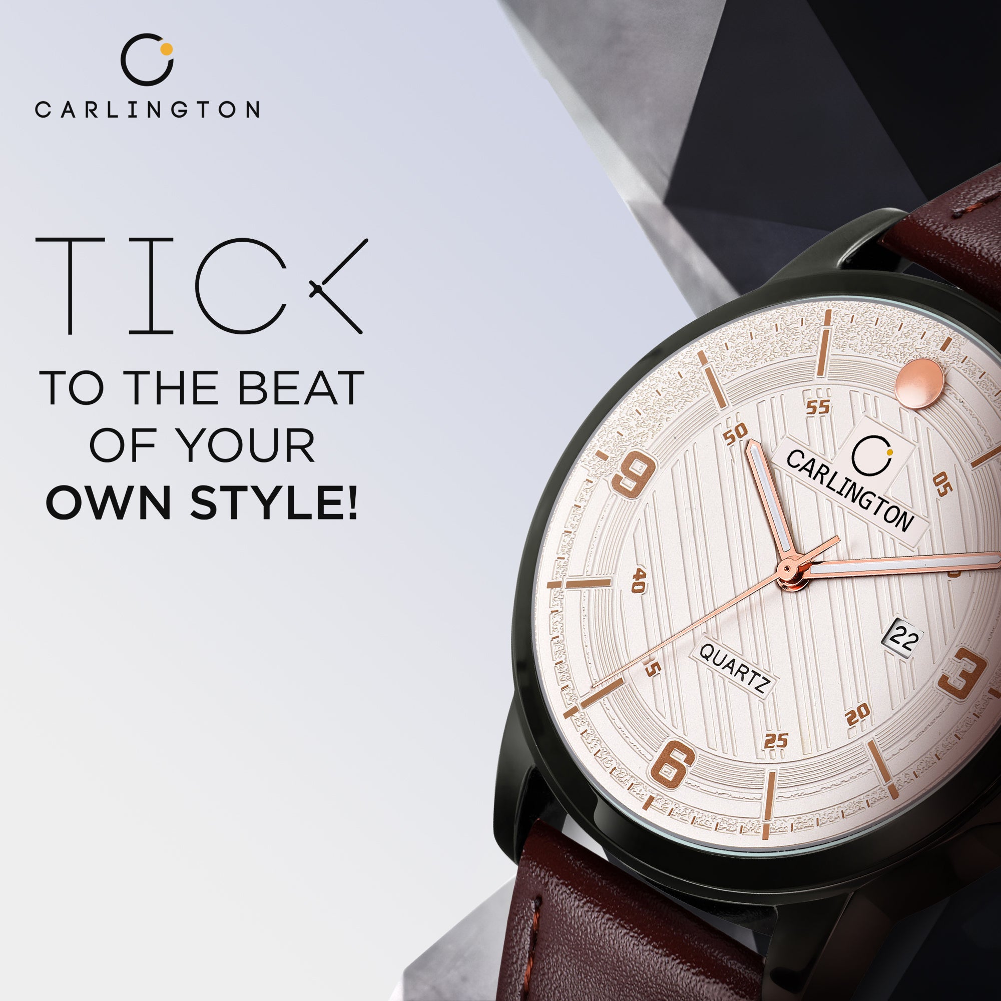 Carlington Elite Gents Water Resistant Genuine Leather Strap With Date Display