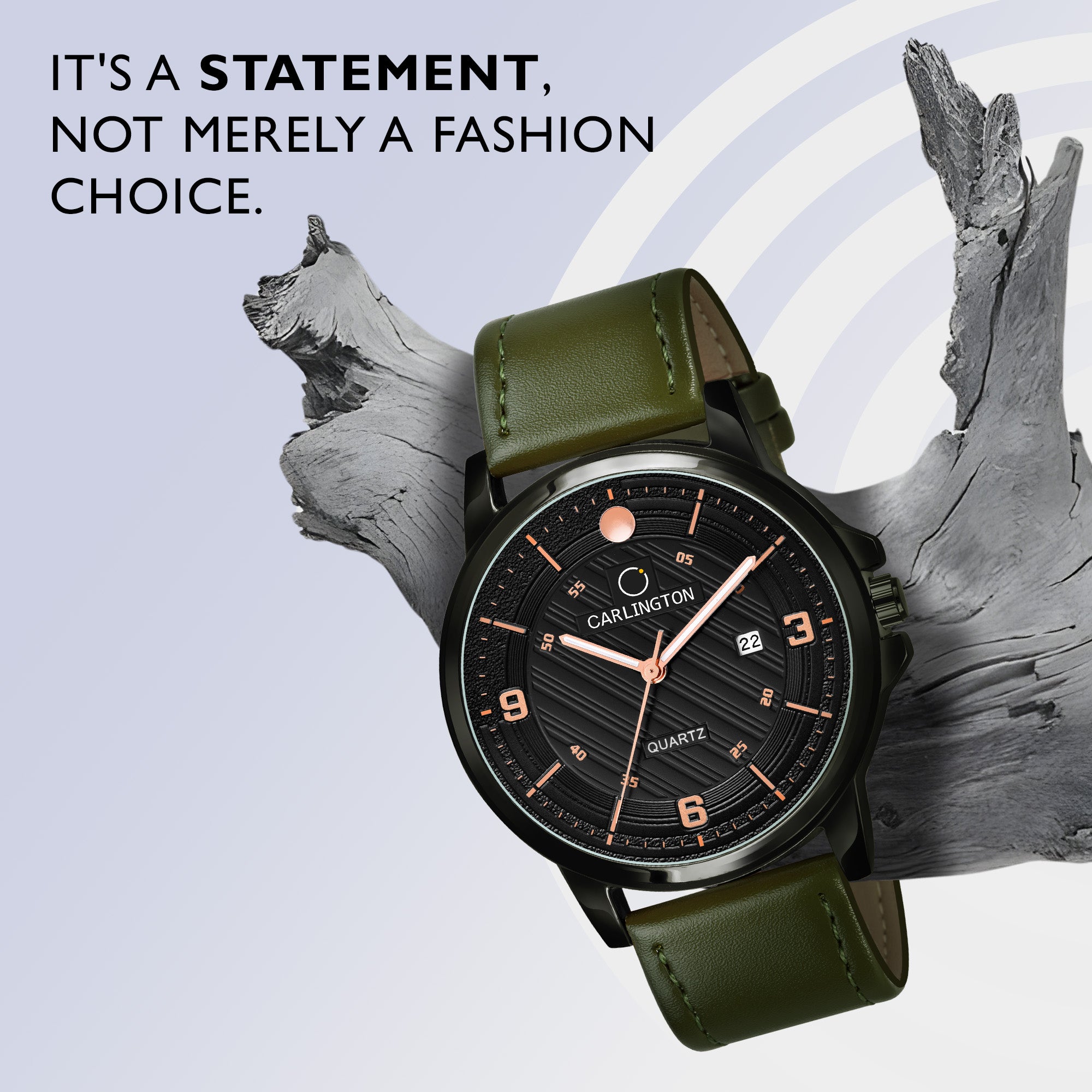 Carlington Elite Gents Water Resistant Genuine Leather Strap With Date Display