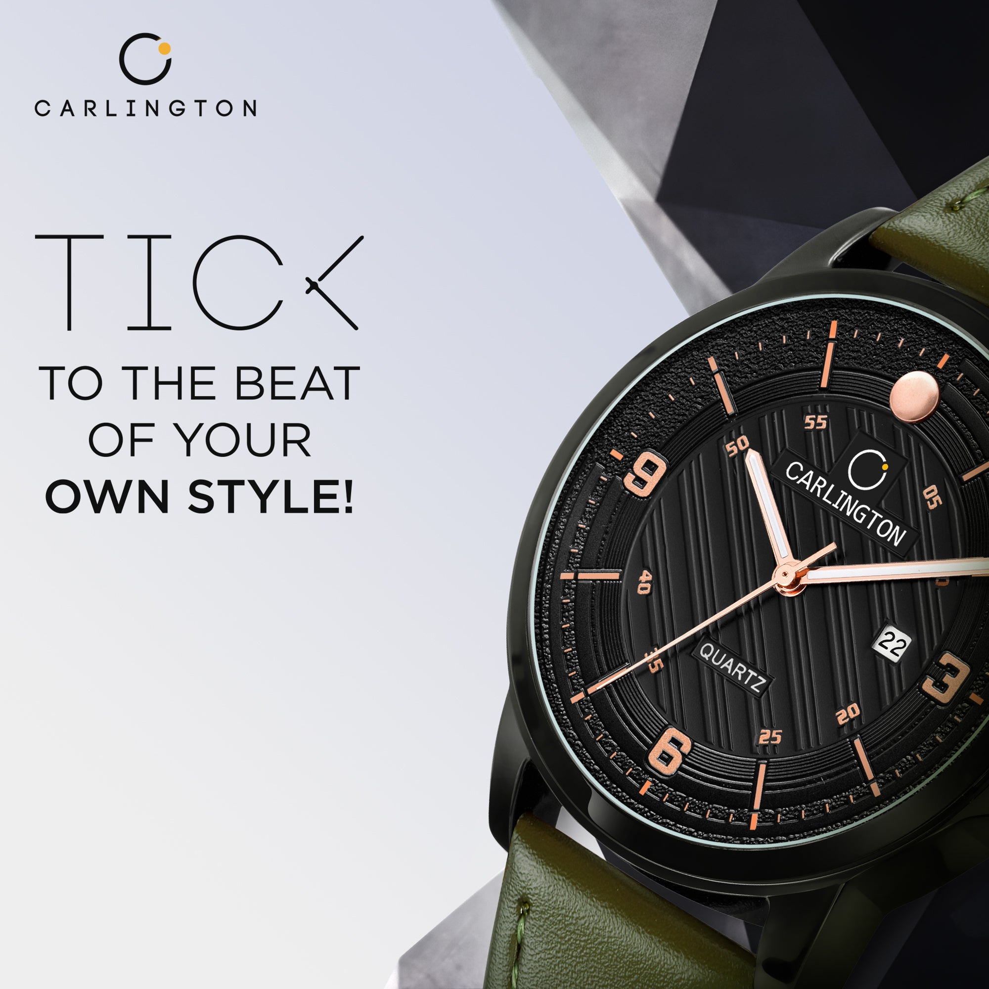 Carlington Elite Gents Water Resistant Genuine Leather Strap With Date Display