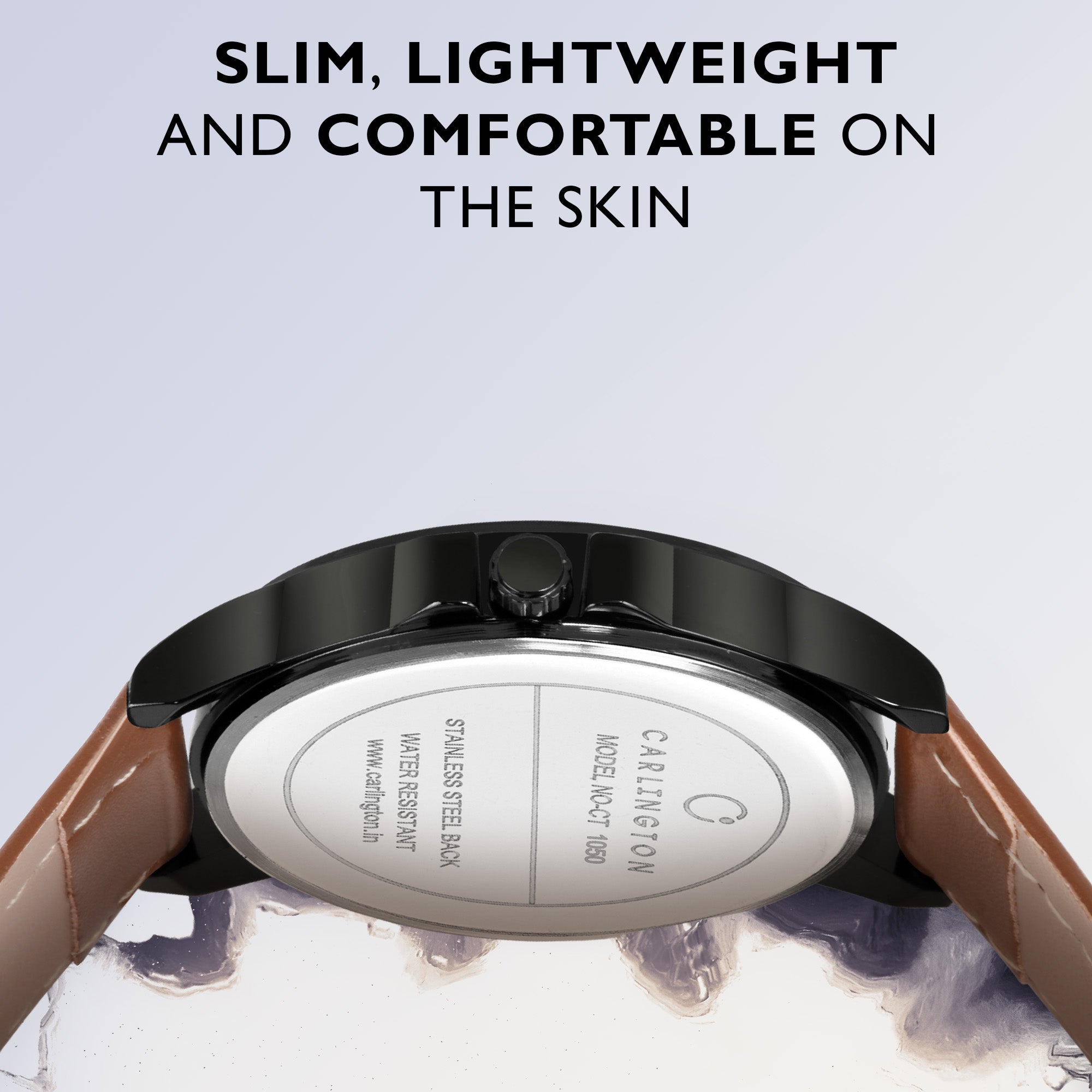 Carlington Elite Gents Water Resistant Genuine Leather Strap With Date Display