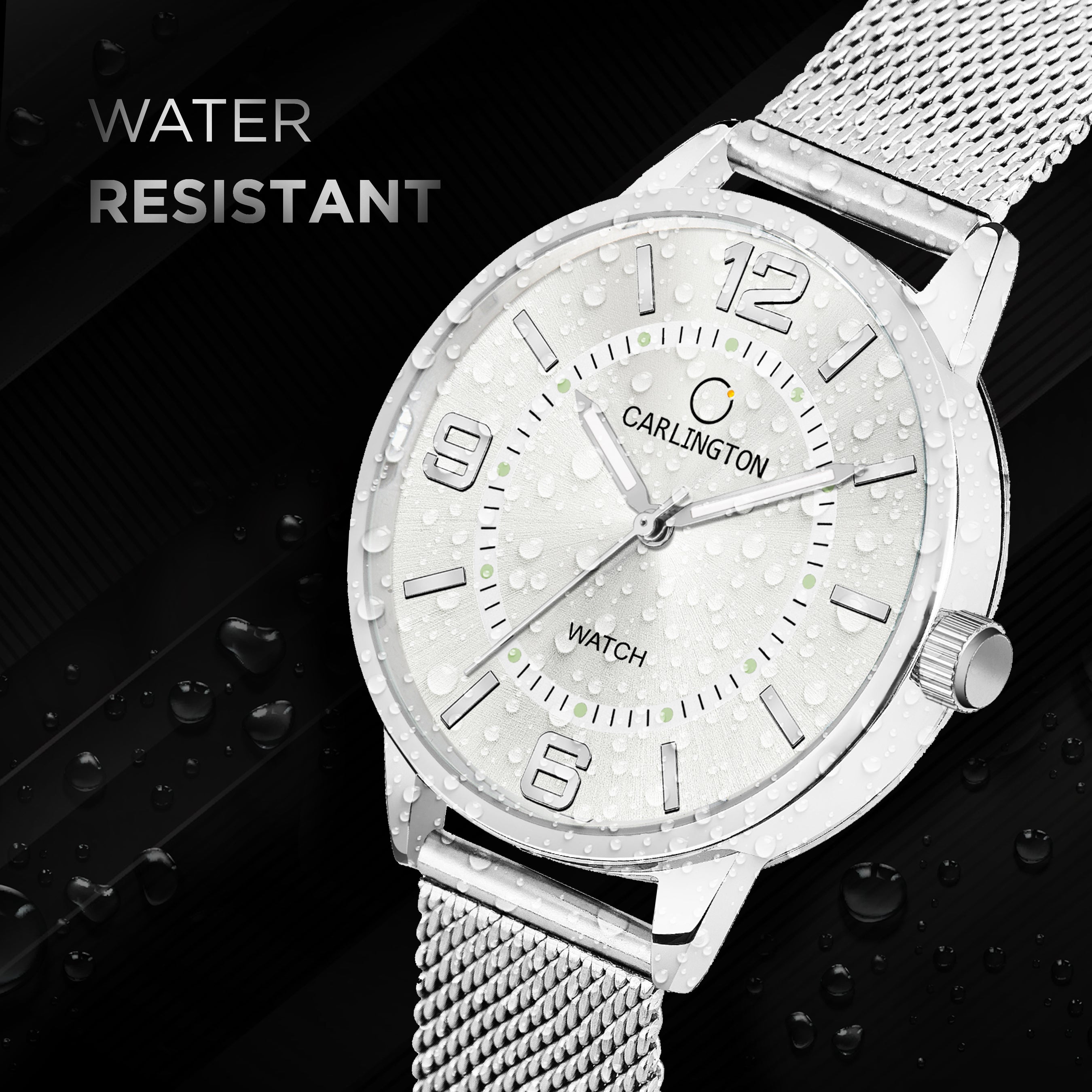Carlington Elite Ladies Self Adjustable Mesh Strap Water Resistant Analog Watch - For Women CT2002 Silver
