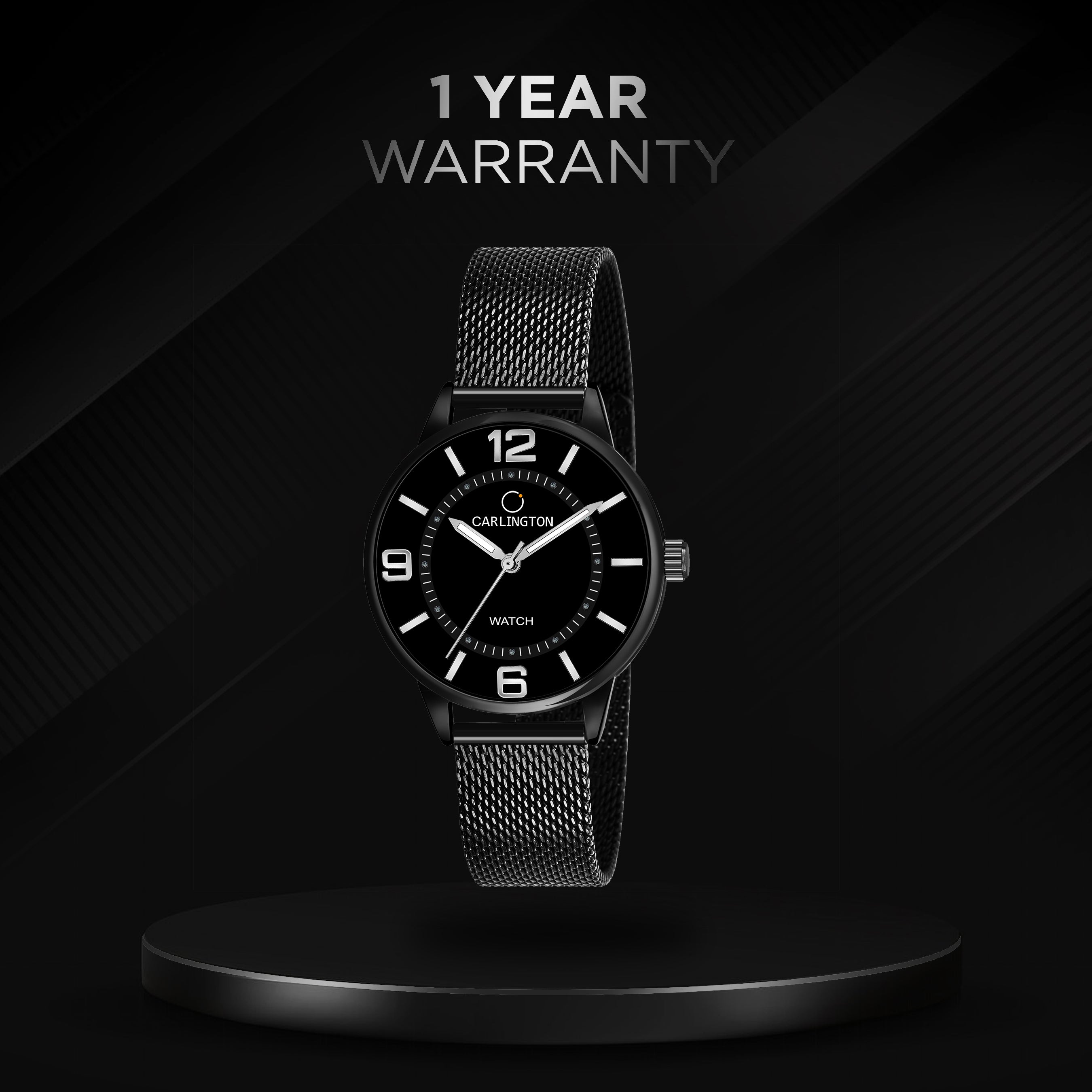 Carlington Elite Ladies Self Adjustable Mesh Strap Water Resistant Analog Watch - For Women CT2002 Black