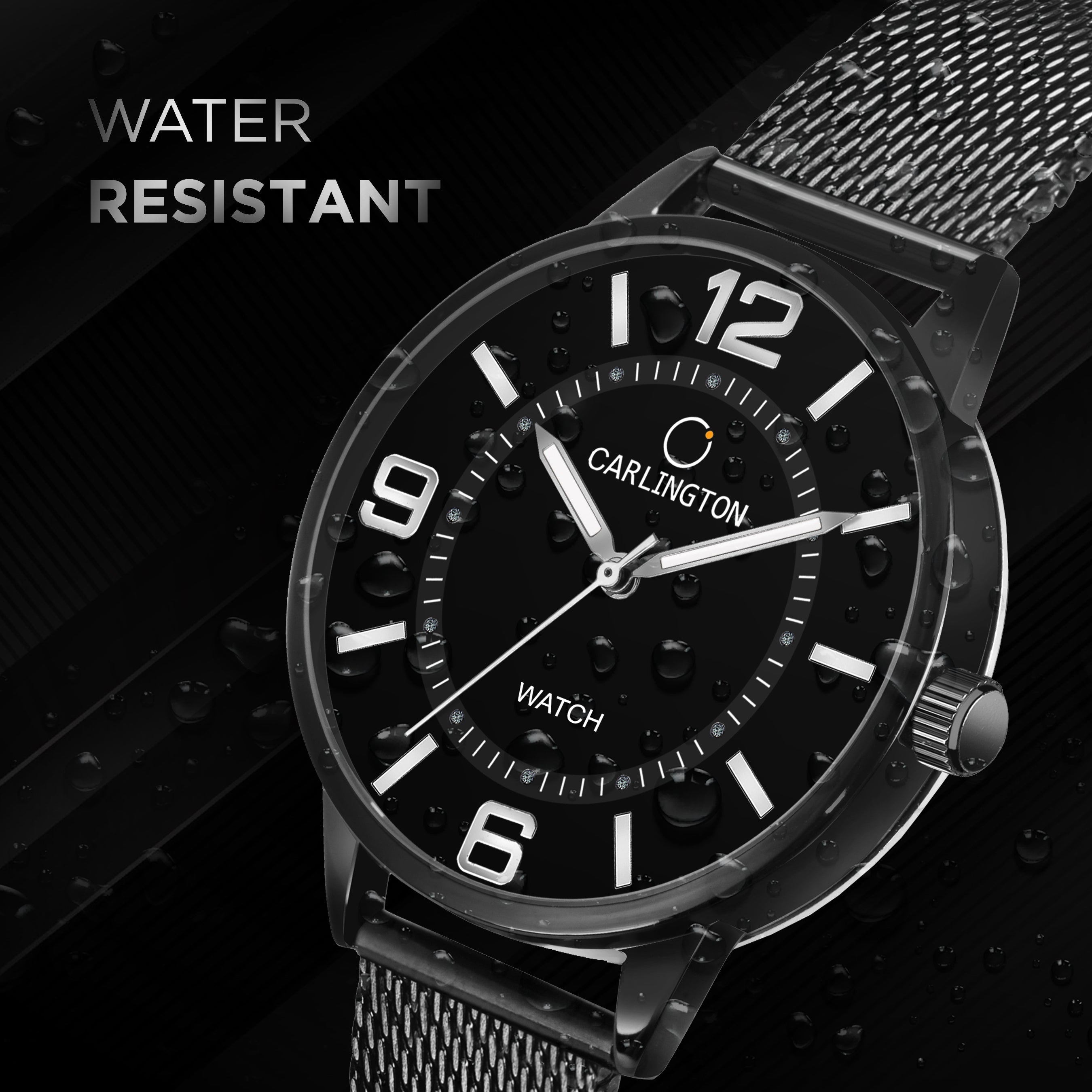 Carlington Elite Ladies Self Adjustable Mesh Strap Water Resistant Analog Watch - For Women CT2002 Black