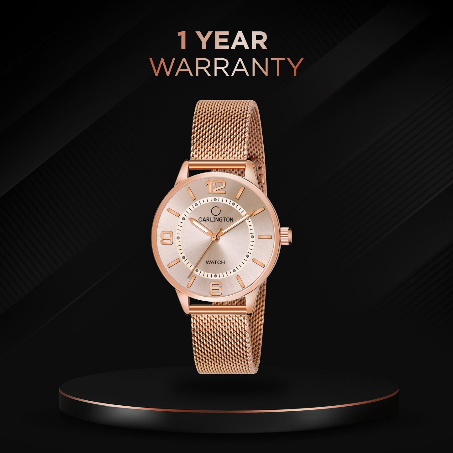 Carlington Elite Ladies Self Adjustable Mesh Strap Water Resistant Analog Watch - For Women CT2002