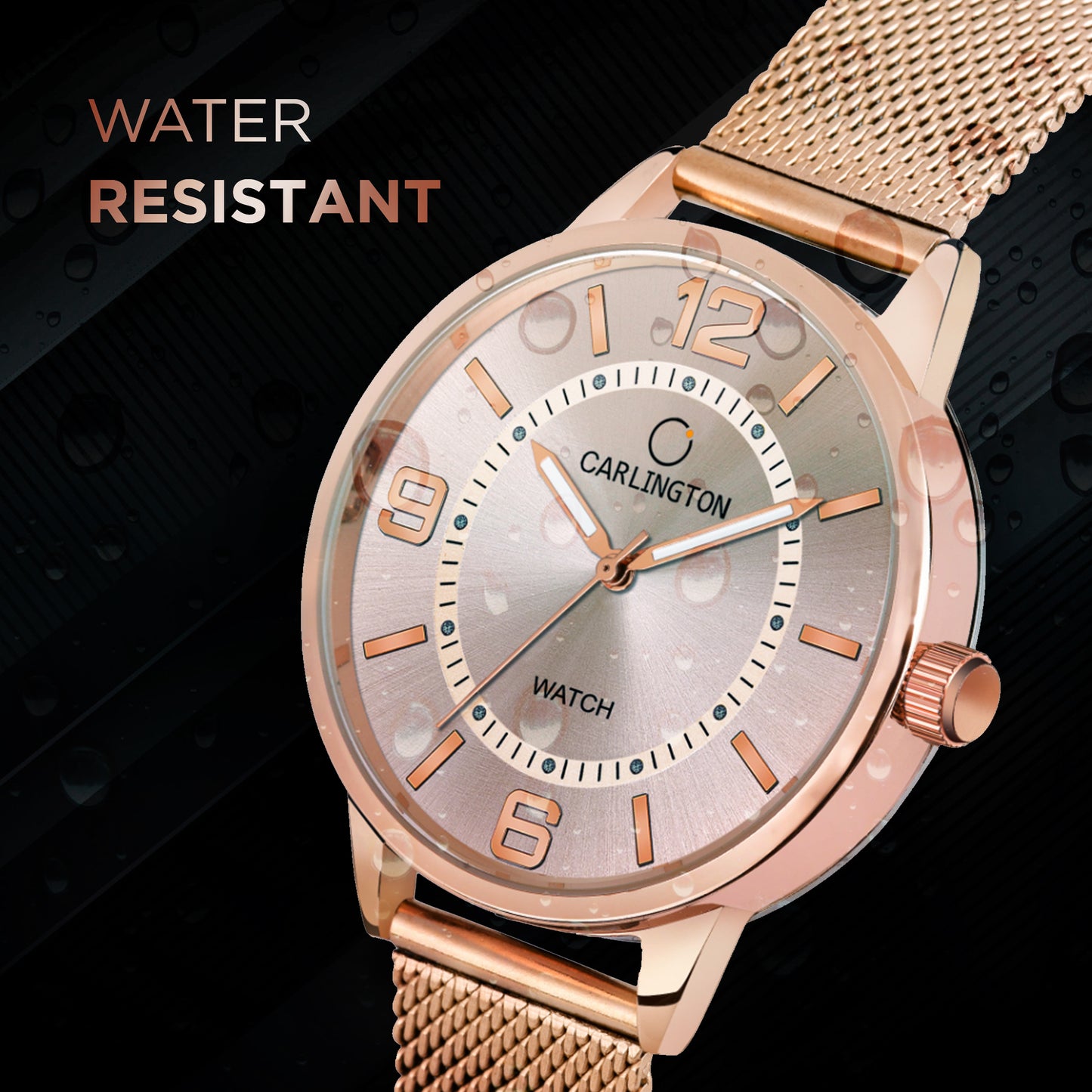 Carlington Elite Ladies Self Adjustable Mesh Strap Water Resistant Analog Watch - For Women CT2002