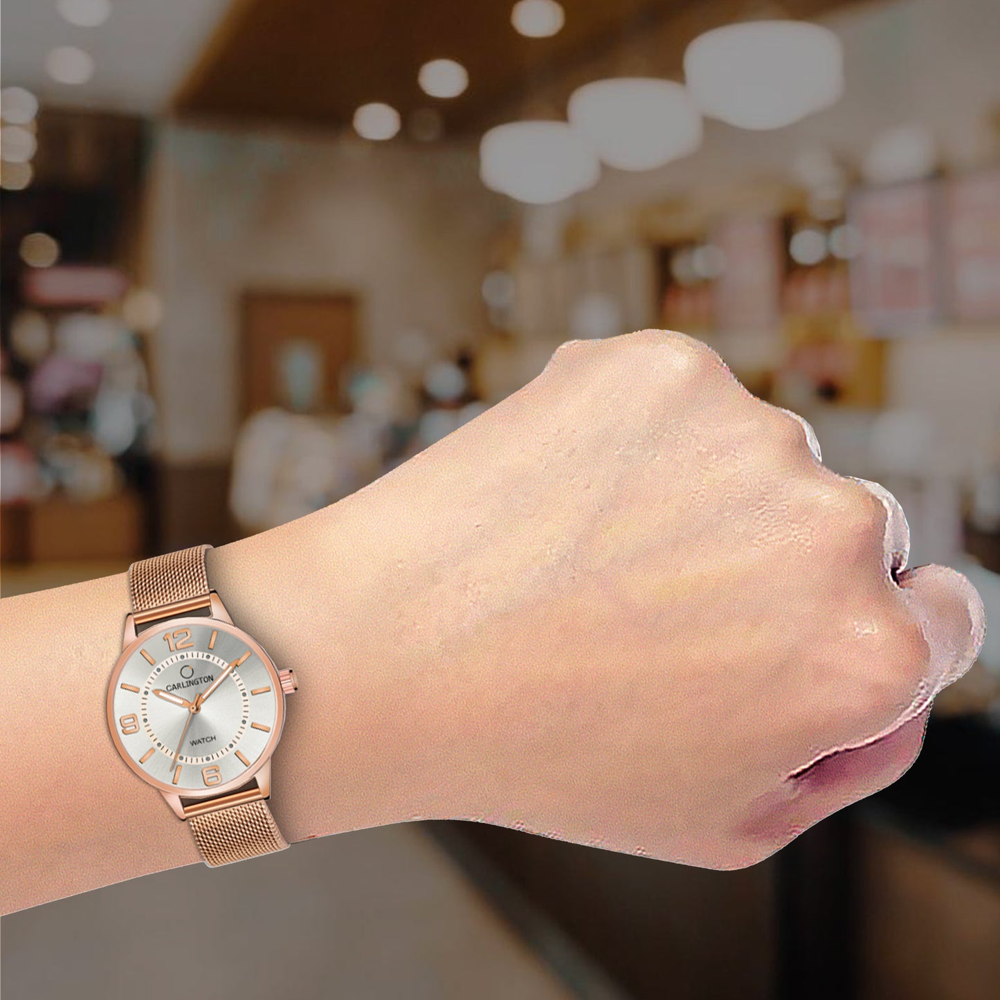 Carlington Elite Ladies Self Adjustable Mesh Strap Water Resistant Analog Watch - For Women CT2002