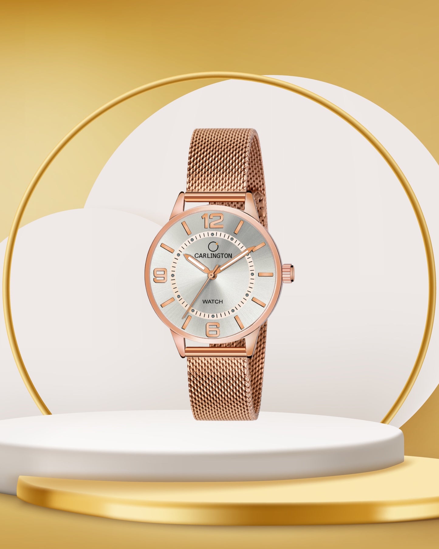 Carlington Elite Ladies Self Adjustable Mesh Strap Water Resistant Analog Watch - For Women CT2002