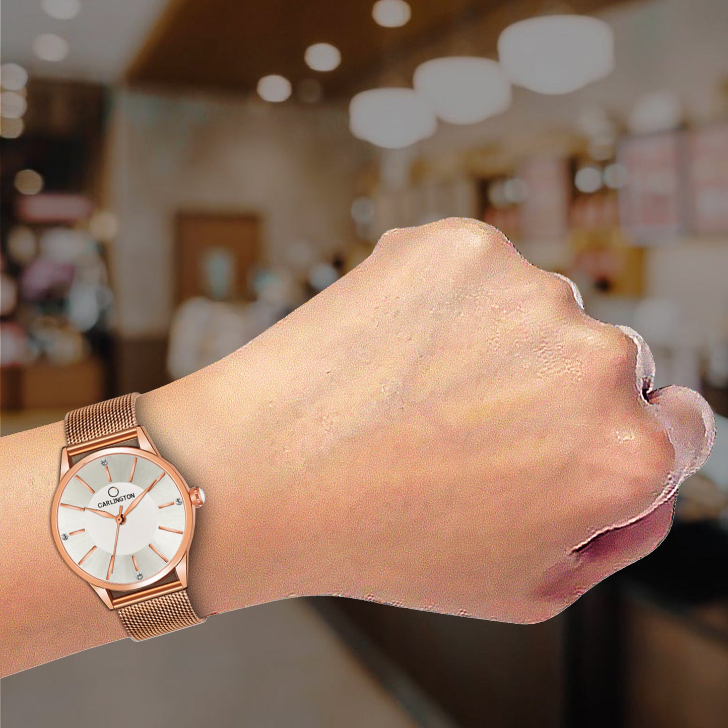 Carlington Elite Ladies Self Adjustable Mesh Strap Water Resistant Analog Watch - For Women CT2004