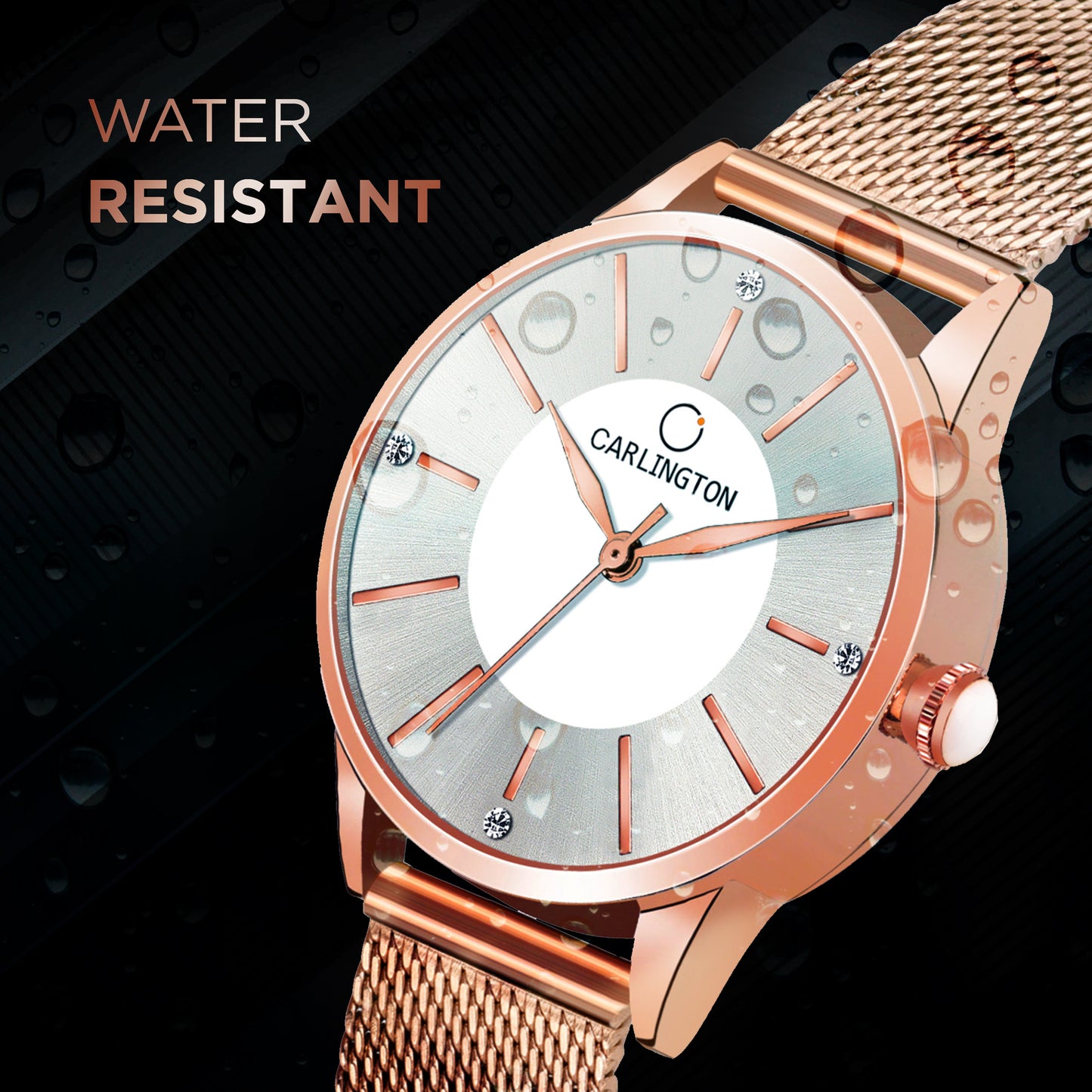Carlington Elite Ladies Self Adjustable Mesh Strap Water Resistant Analog Watch - For Women CT2004