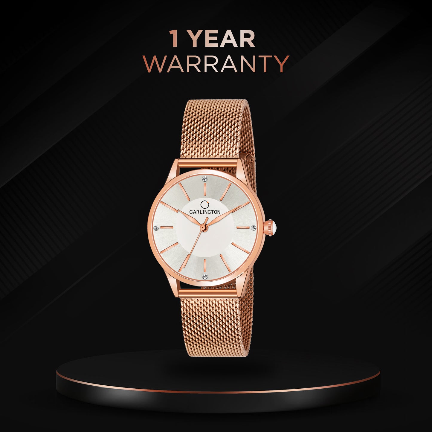 Carlington Elite Ladies Self Adjustable Mesh Strap Water Resistant Analog Watch - For Women CT2004