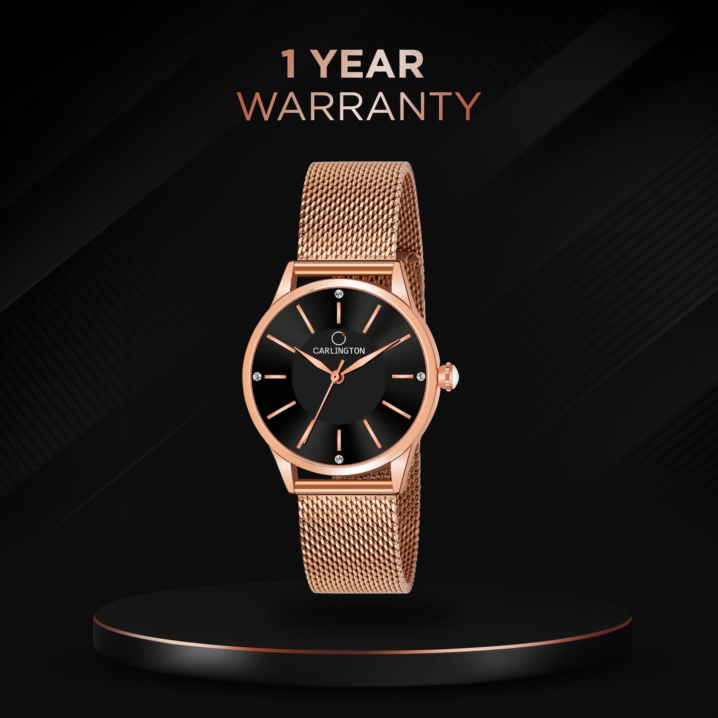 Carlington Elite Ladies Self Adjustable Mesh Strap Water Resistant Analog Watch - For Women CT2004
