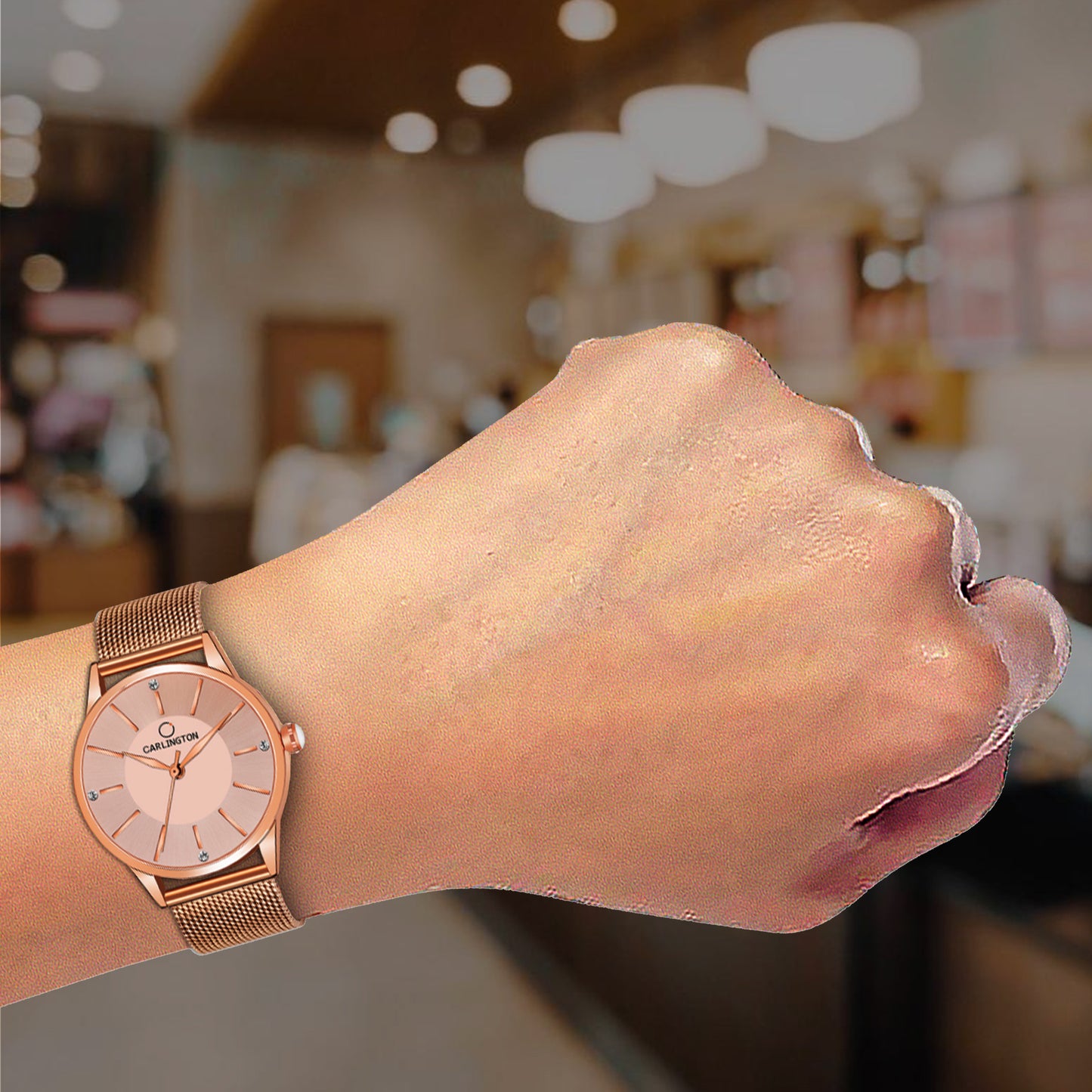 Carlington Elite Ladies Self Adjustable Mesh Strap Water Resistant Analog Watch - For Women CT2004