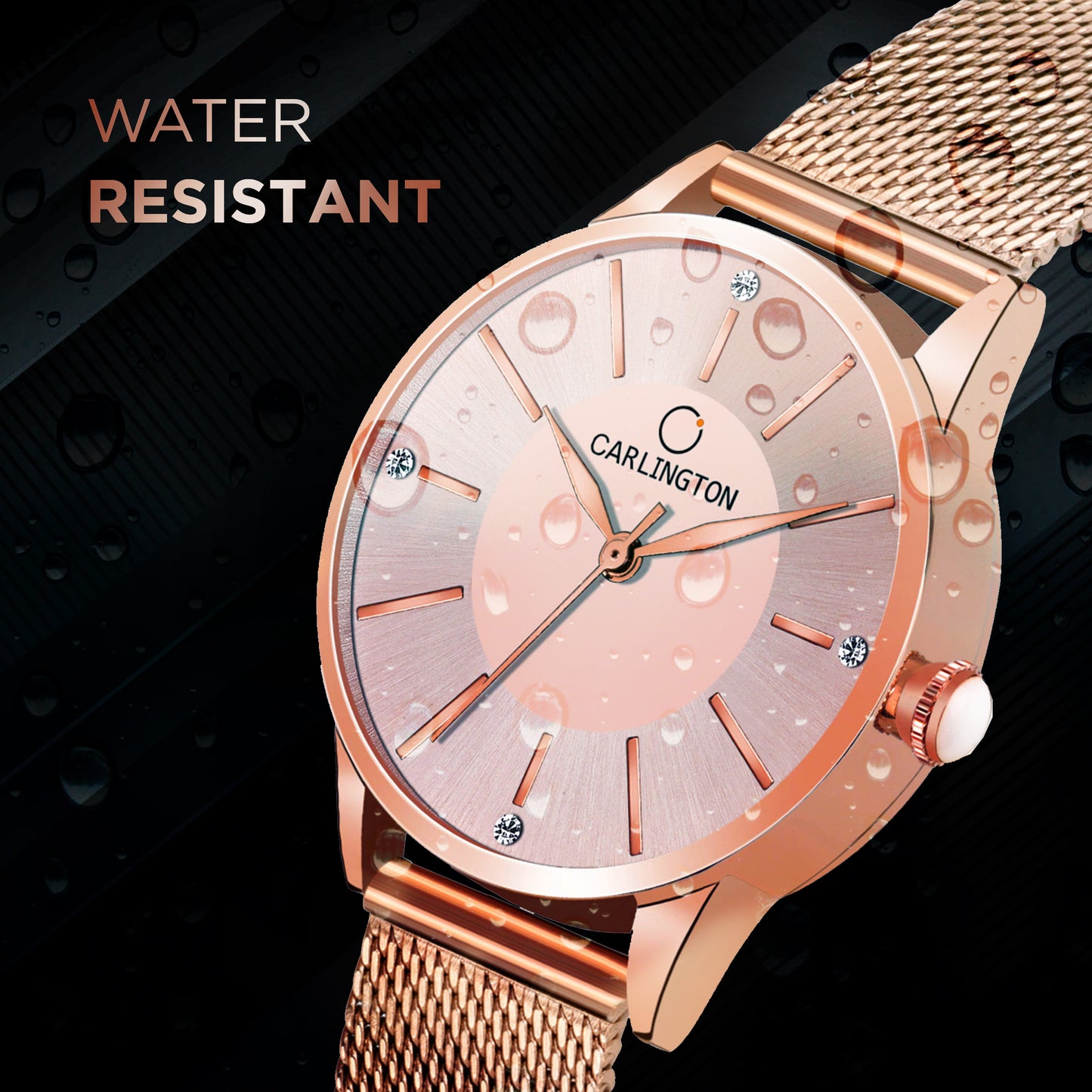 Carlington Elite Ladies Self Adjustable Mesh Strap Water Resistant Analog Watch - For Women CT2004