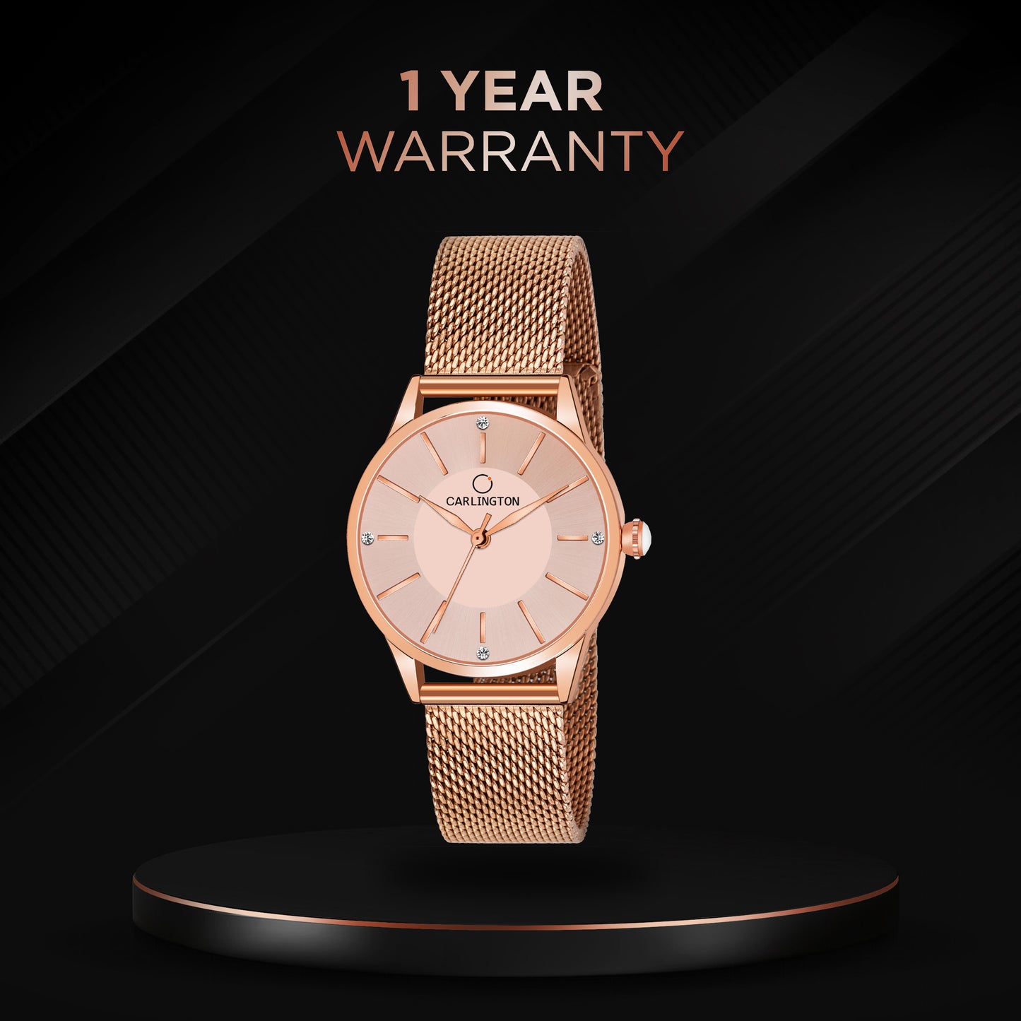 Carlington Elite Ladies Self Adjustable Mesh Strap Water Resistant Analog Watch - For Women CT2004