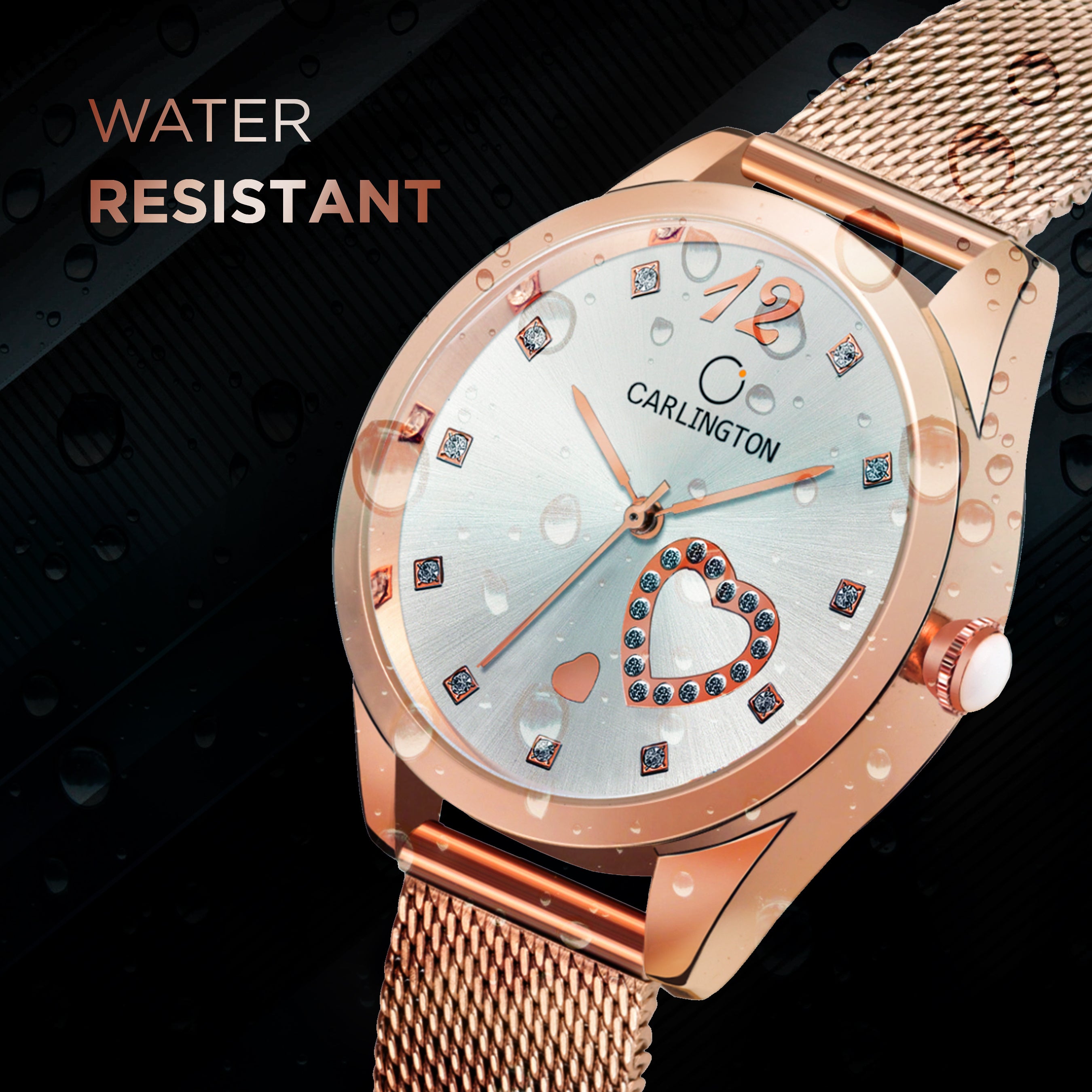 Carlington Elite Ladies Self Adjustable Mesh Strap Water Resistant Analog Watch - For Women CT2006