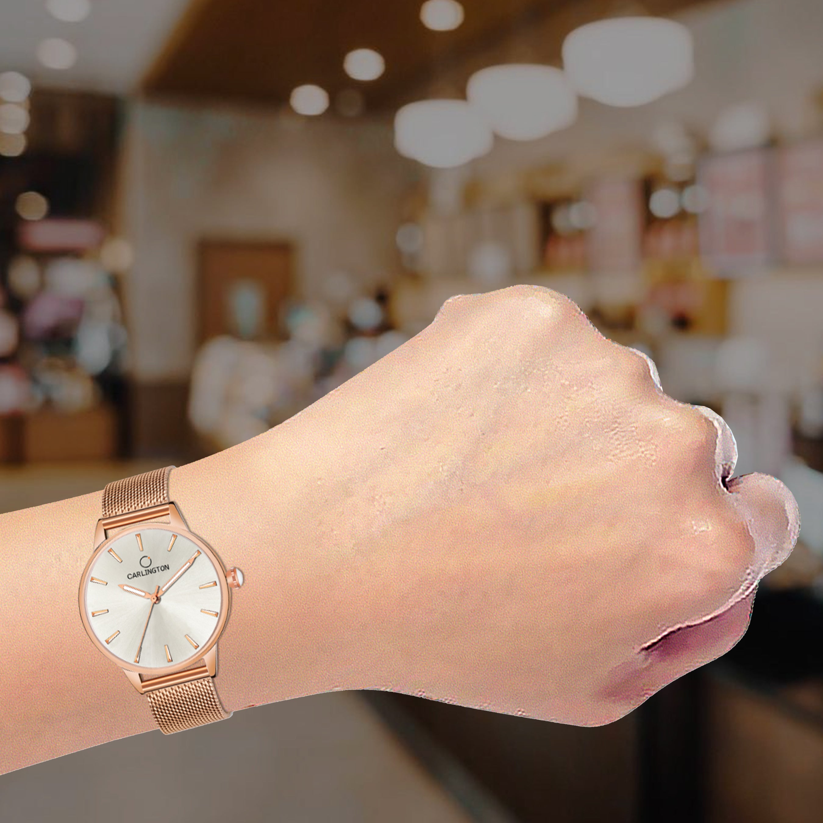 Carlington Elite Ladies Self Adjustable Mesh Strap Water Resistant Analog Watch - For Women CT2007