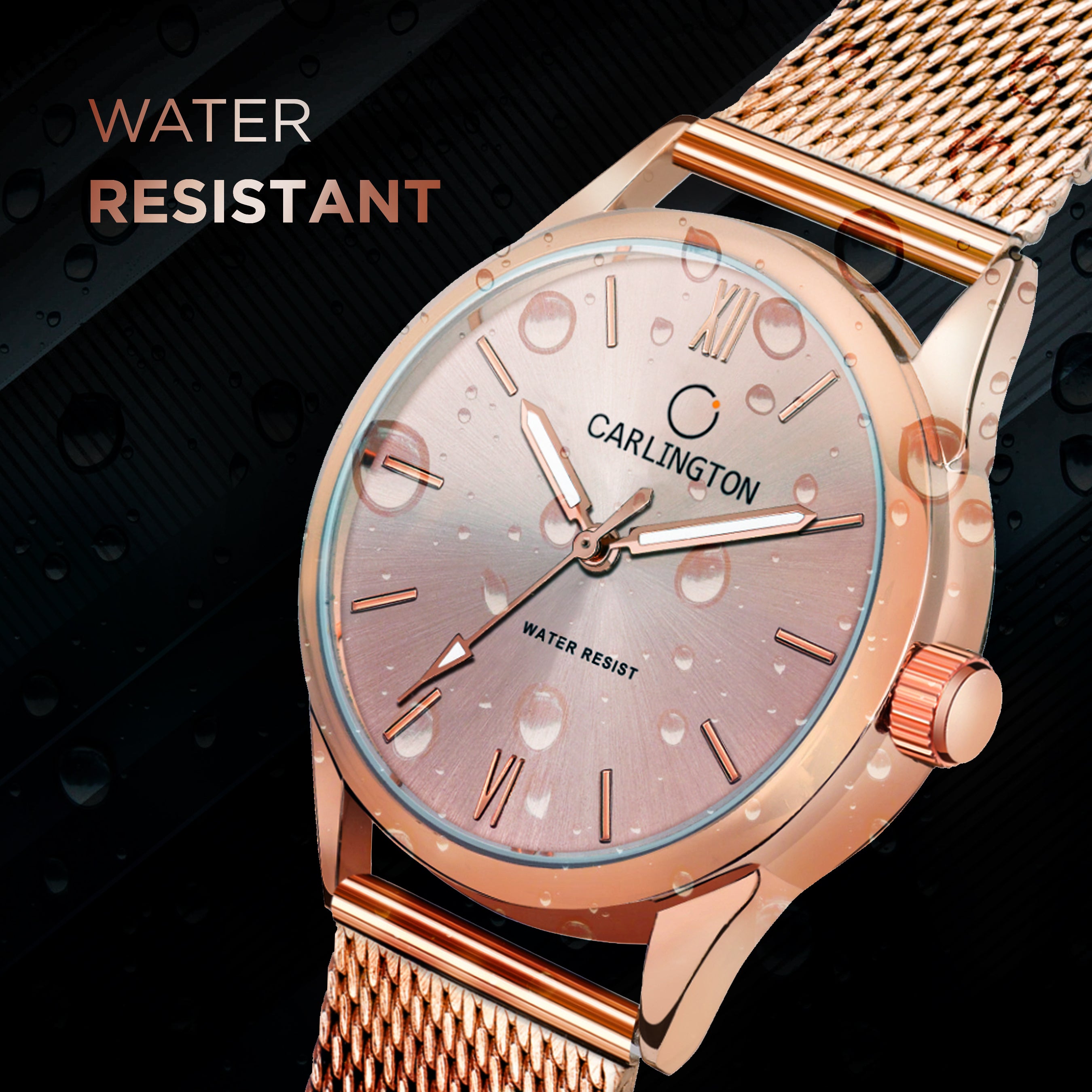 Carlington Elite Ladies Self Adjustable Mesh Strap Water Resistant Analog Watch - For Women CT2008