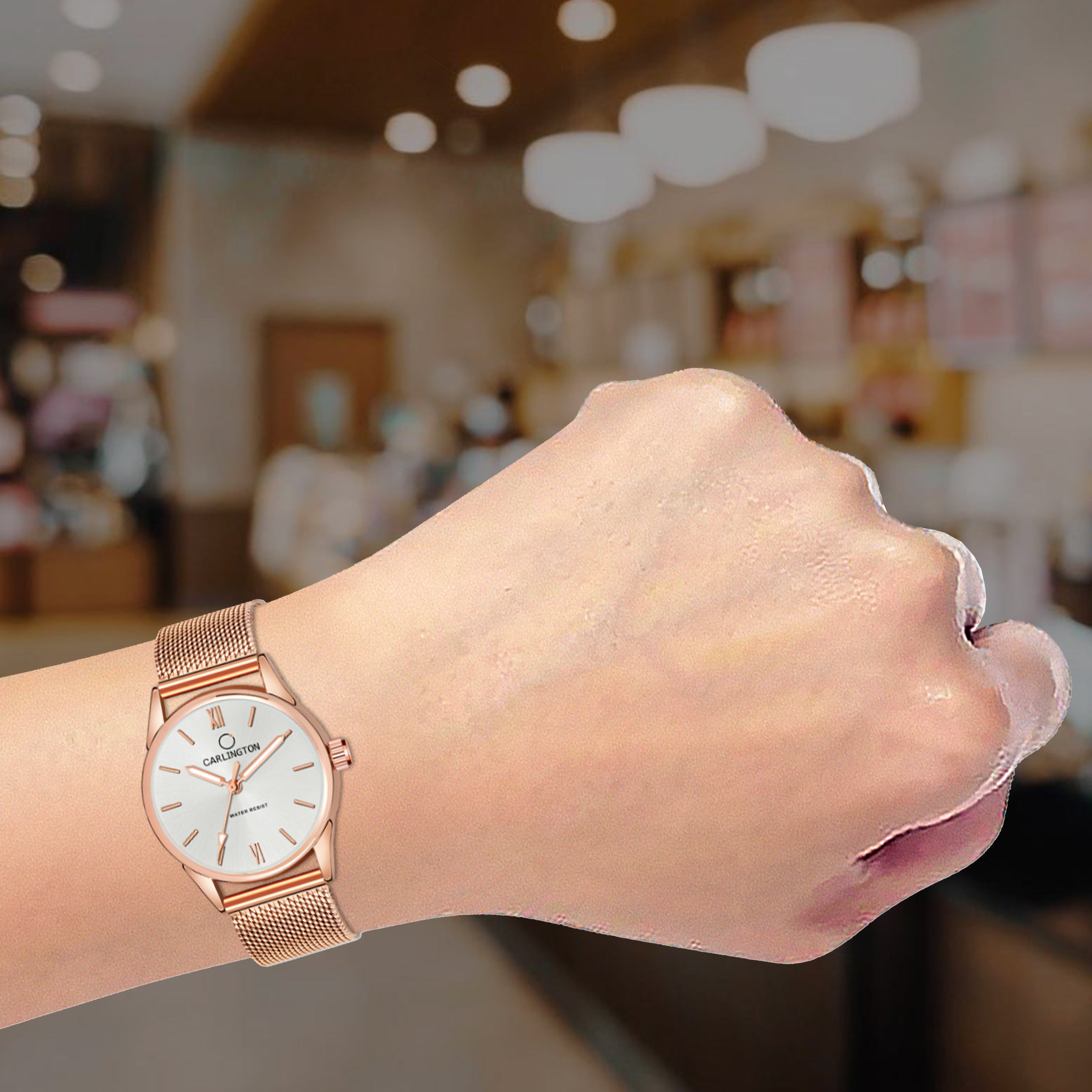 Carlington Elite Ladies Self Adjustable Mesh Strap Water Resistant Analog Watch - For Women CT2008