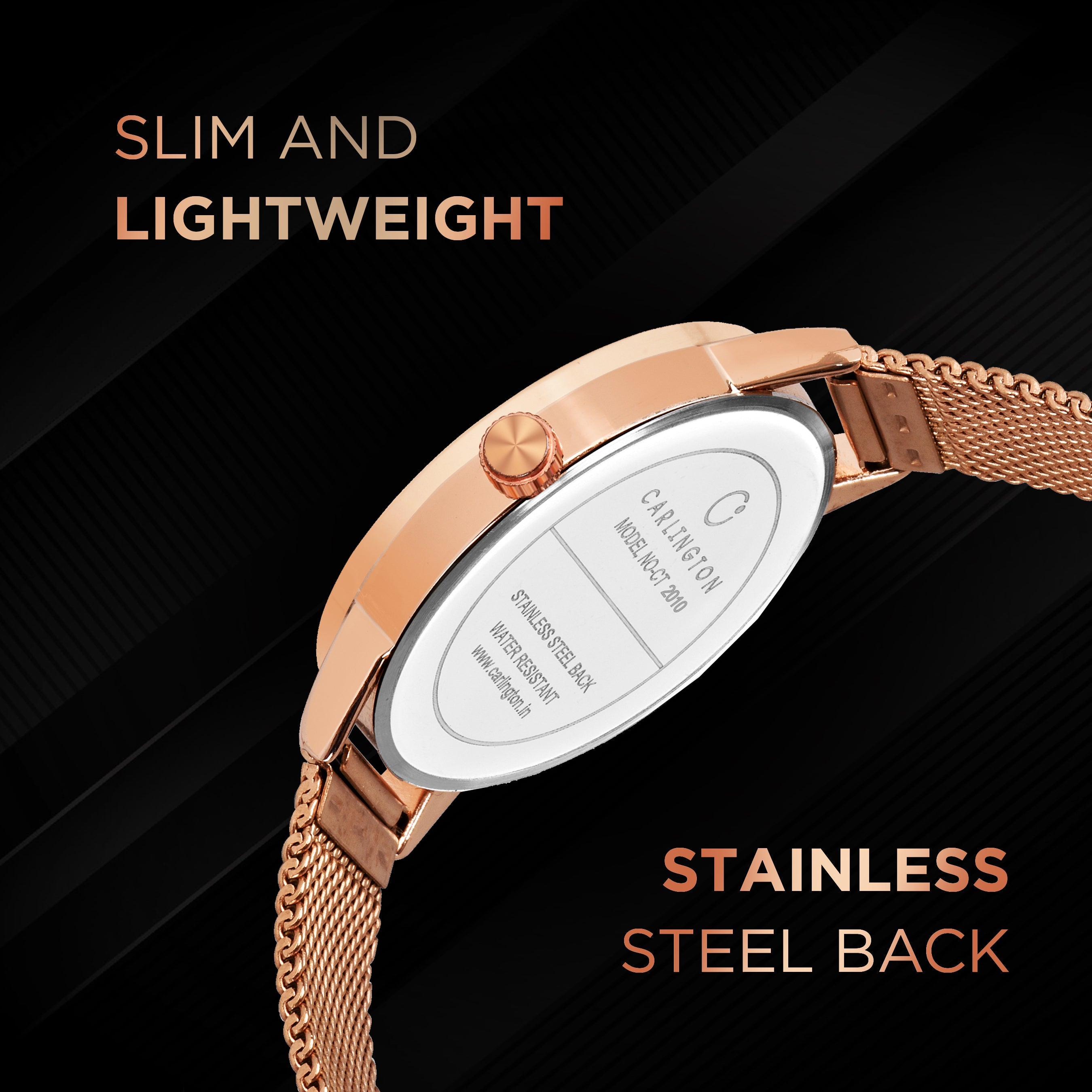 Carlington elite analog ladies watch CT 2010 rosegold