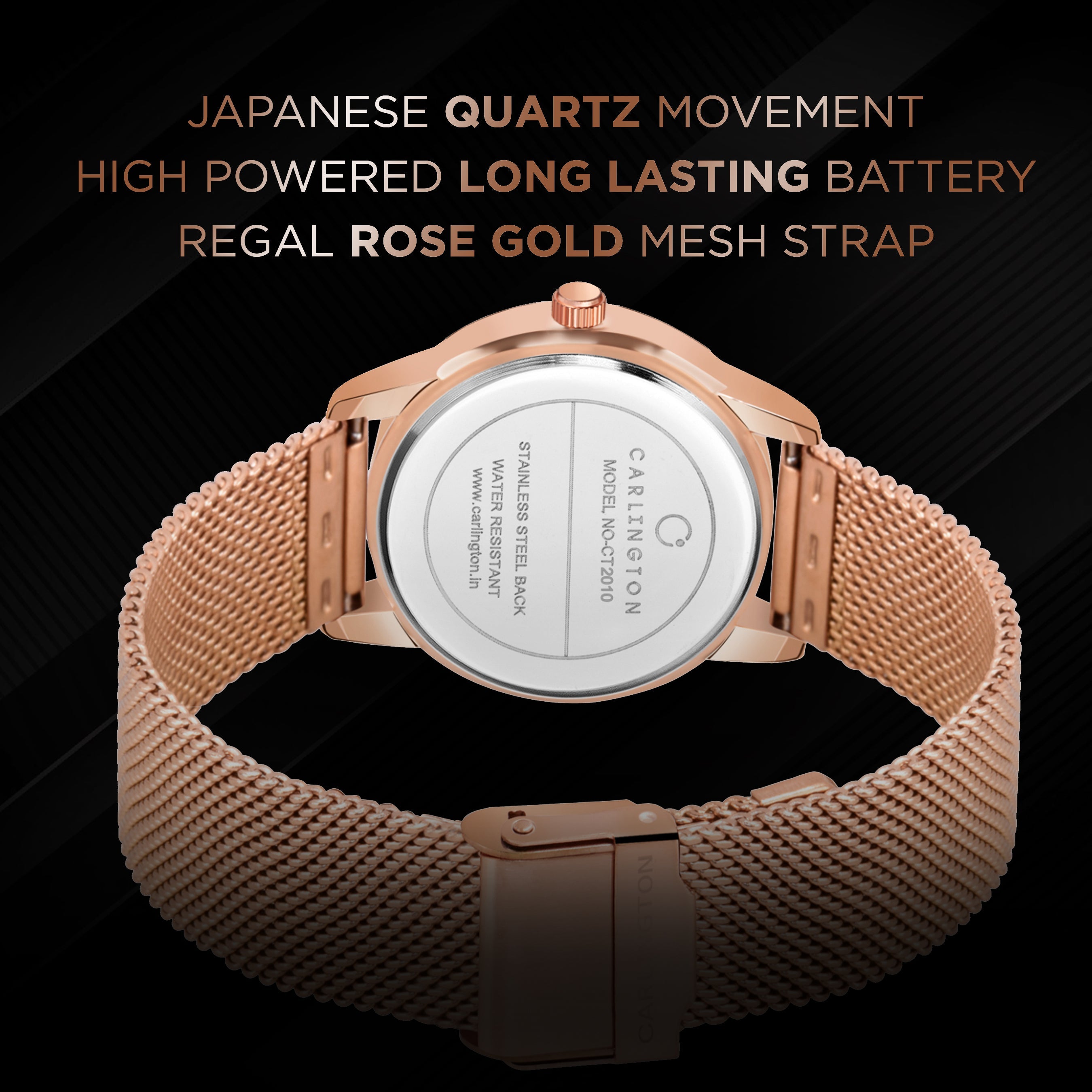 Carlington elite analog ladies watch CT 2010 rosegold