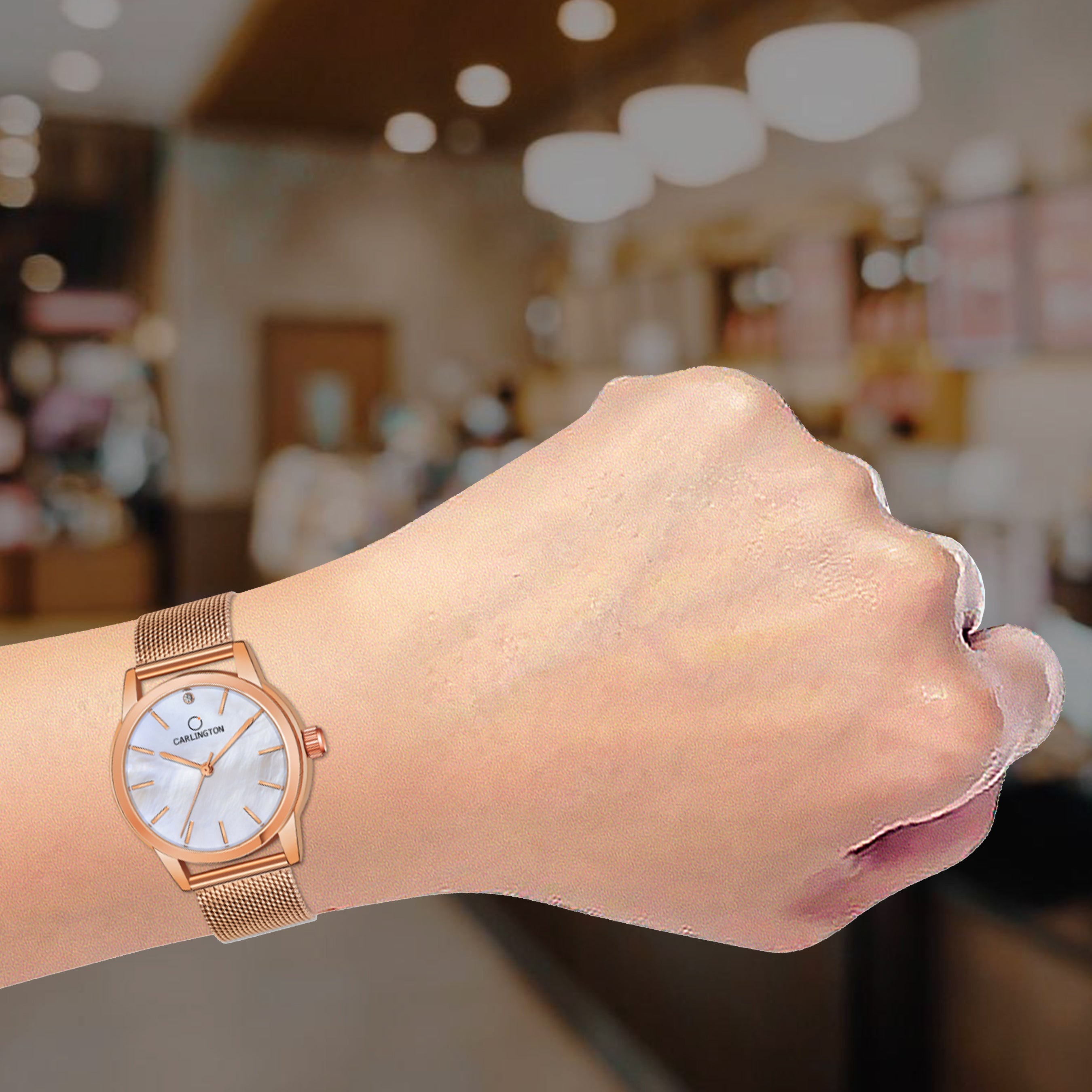 Carlington elite analog ladies watch CT 2010 rosewhite