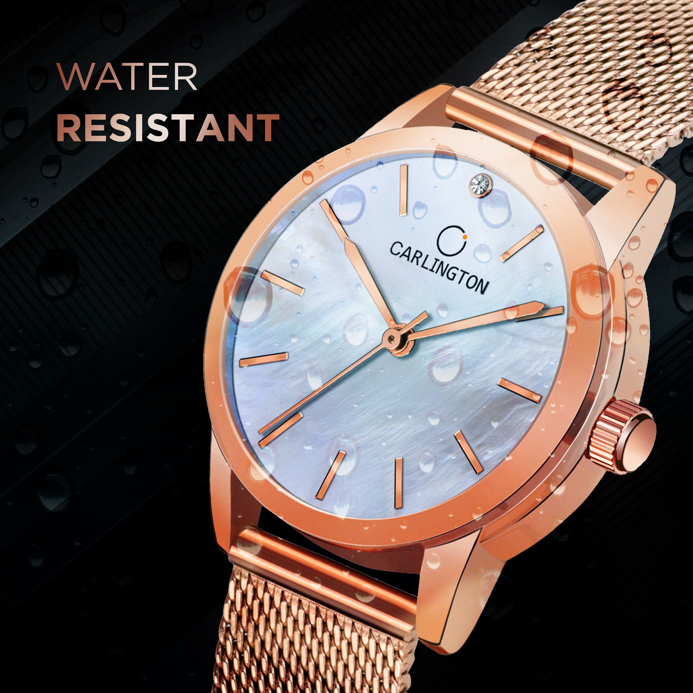Carlington elite analog ladies watch CT 2010 rosewhite