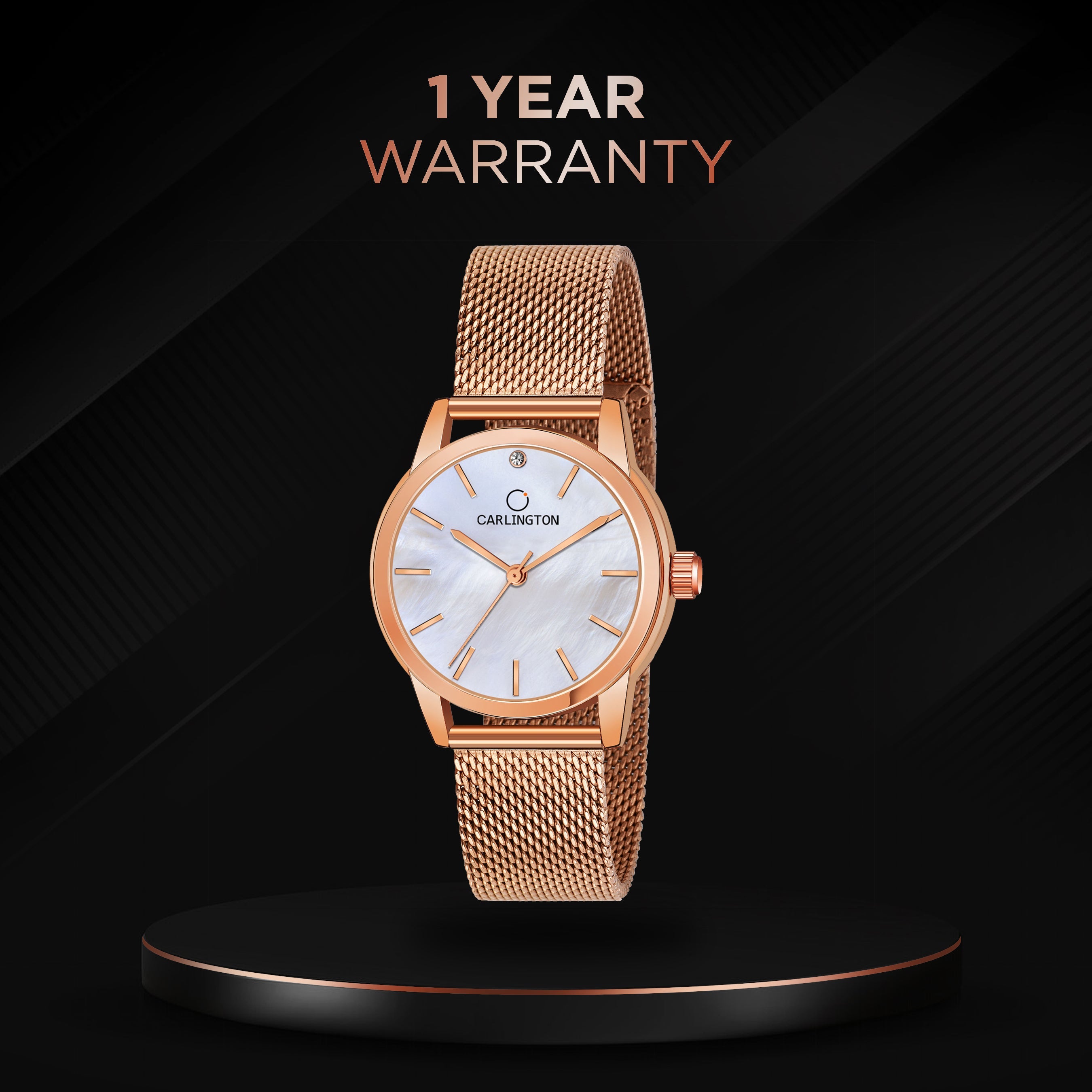 Carlington elite analog ladies watch CT 2010 rosewhite