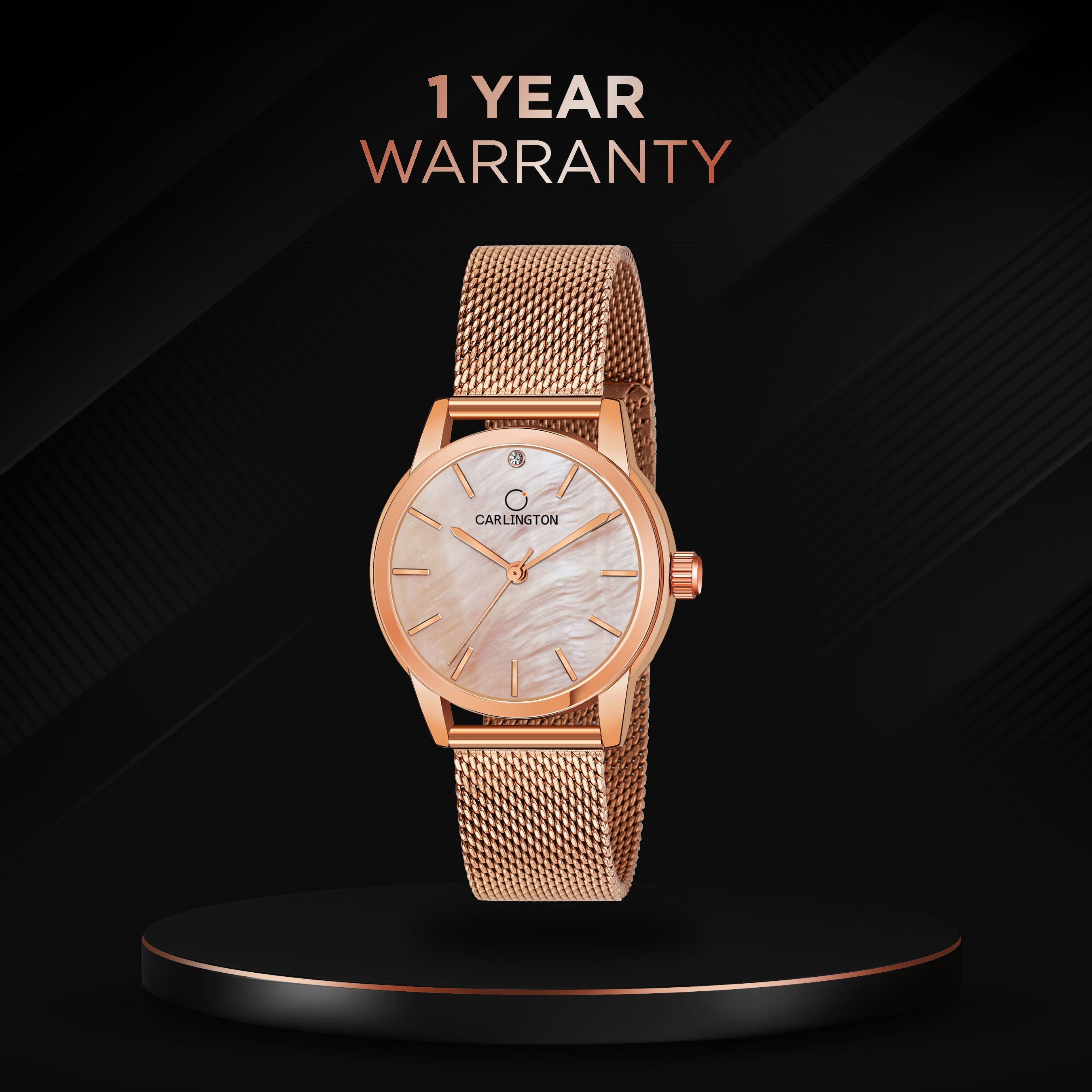 Carlington elite analog ladies watch CT 2010 rosegold