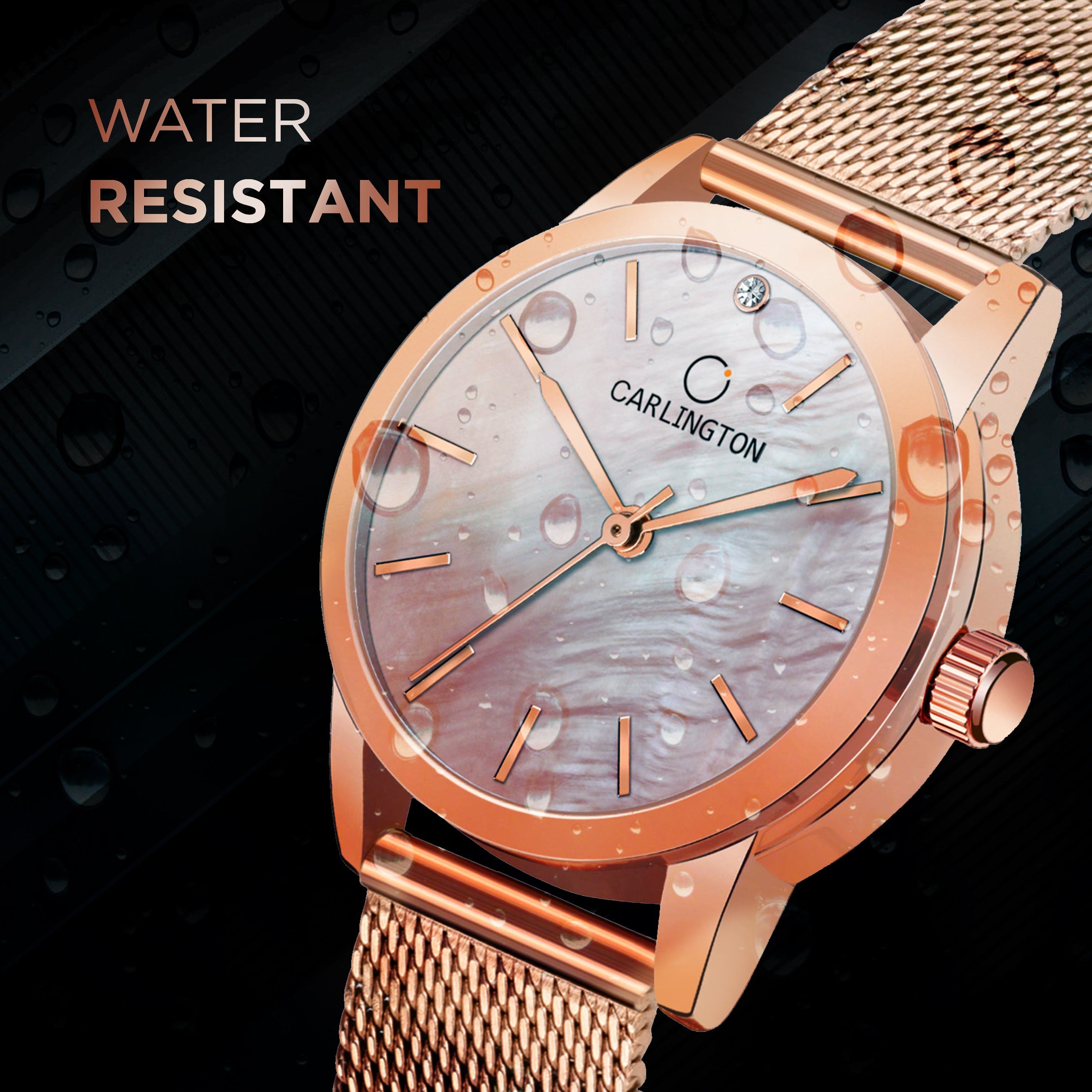 Carlington elite analog ladies watch CT 2010 rosegold