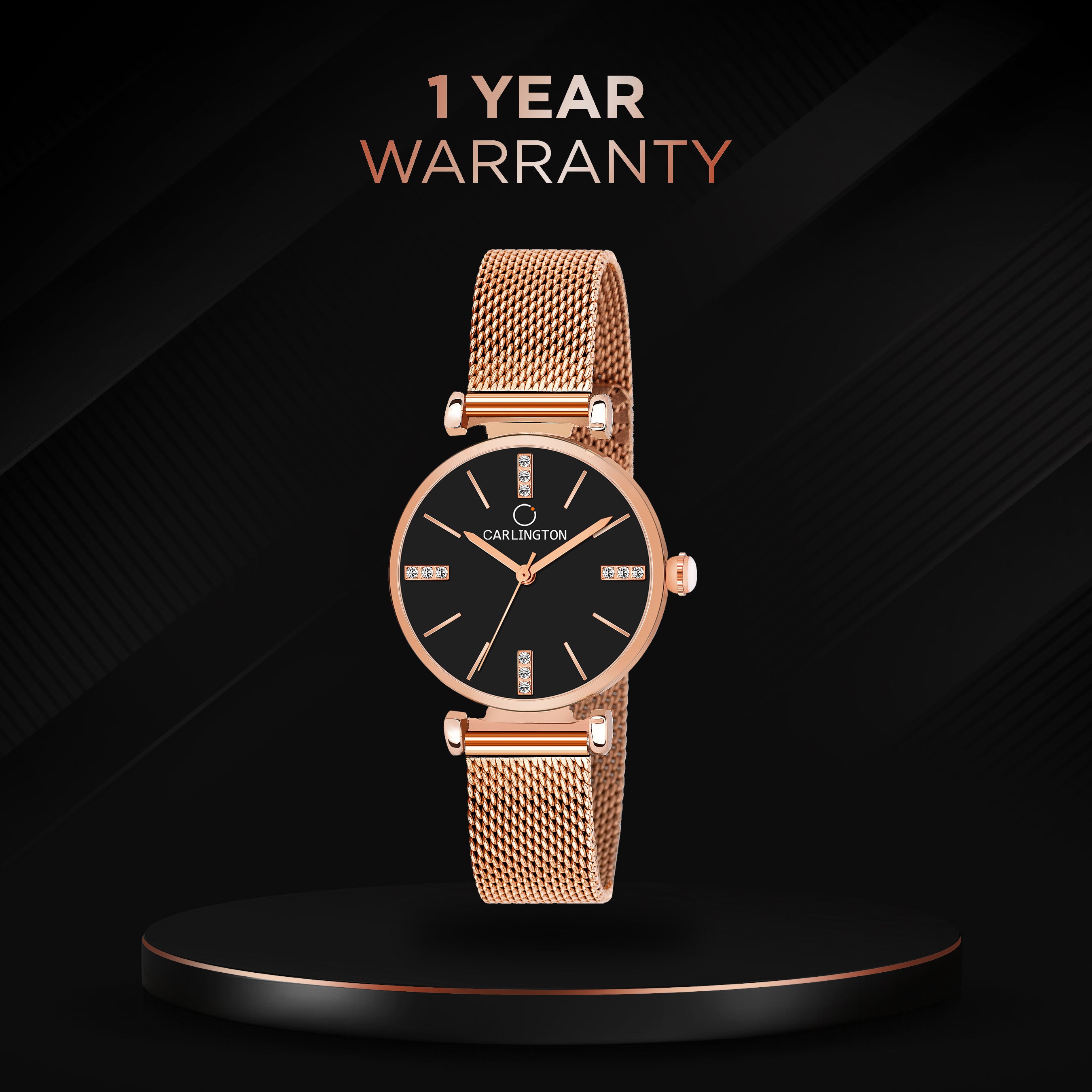 Carlington Elite Ladies Self Adjustable Mesh Strap Water Resistant Analog Watch - For Women CT2011
